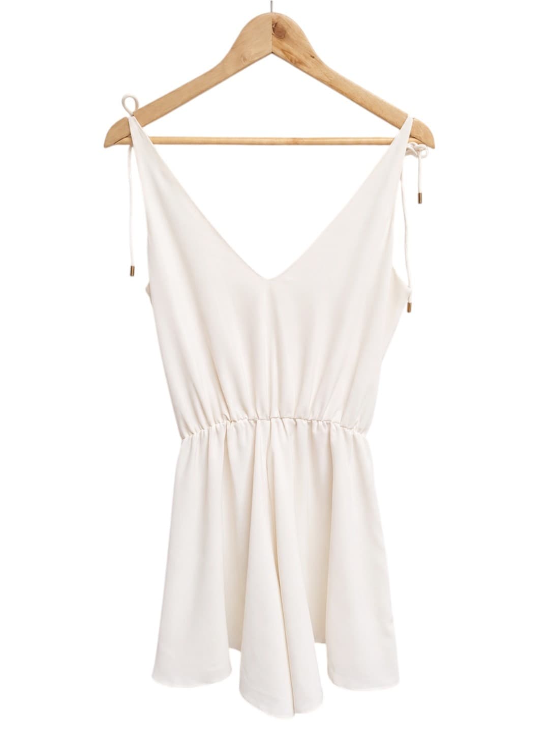 TUSSAH Ivory White V Neck Tie Shoulder Playsuit Romper Size 8 — photo 5 of 8