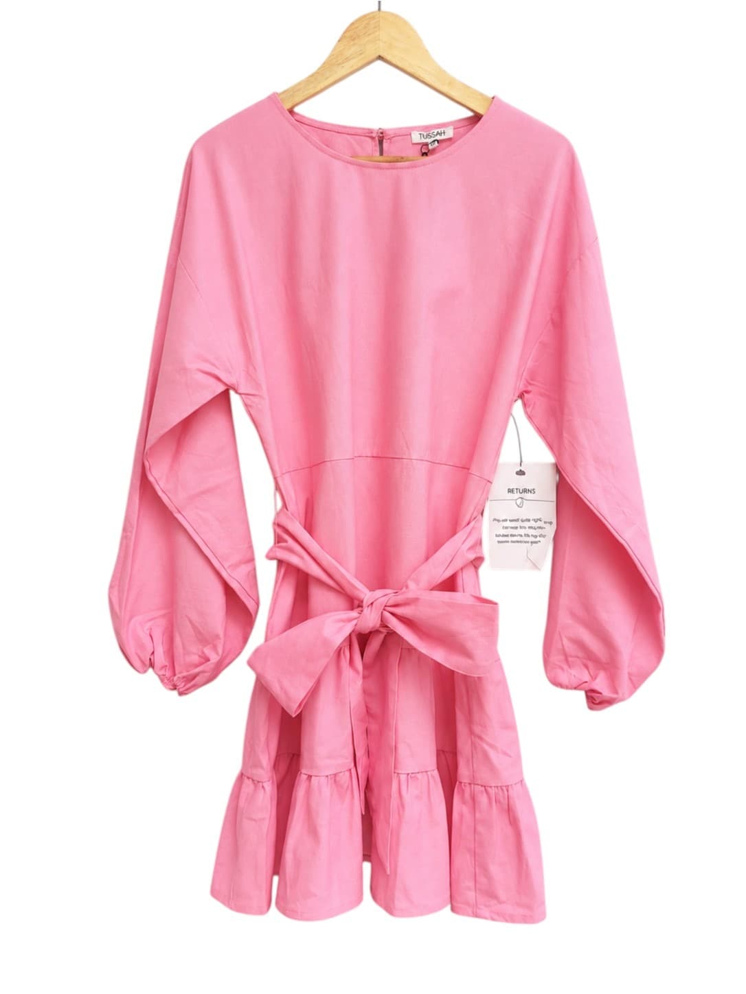 TUSSAH Milah Pink Linen Blend Tie Waist Mini Dress BNWT Size 10 — photo 1 of 9
