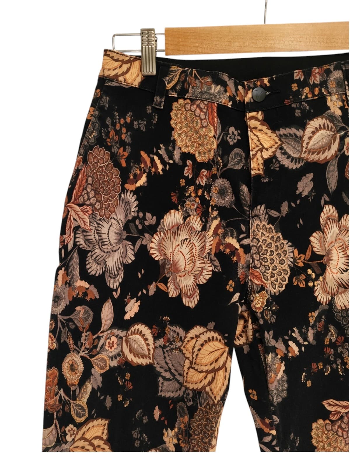 VASSALLI Black Floral Print Straight Leg Pants Women's Size 12 — photo 1 of 9