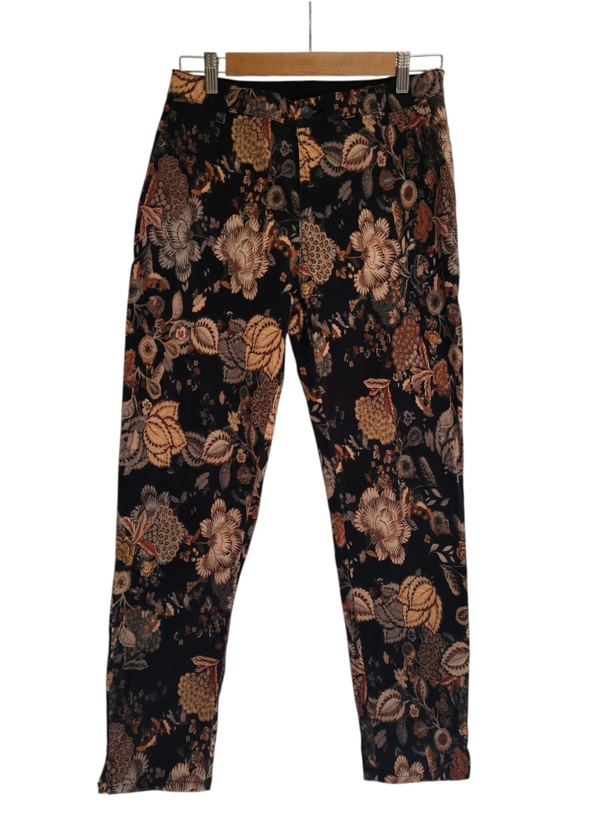 VASSALLI Black Floral Print Straight Leg Pants Women's Size 12 — photo 2 of 9