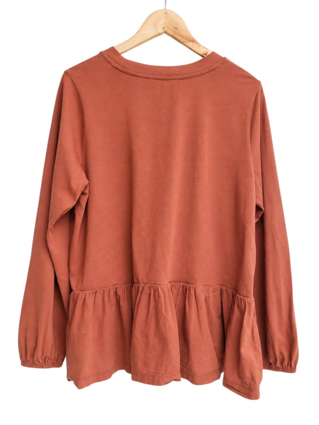 VERO MODA Rust Organic Cotton Peplum Long Sleeve Top Curve Size 18-20 — photo 4 of 7