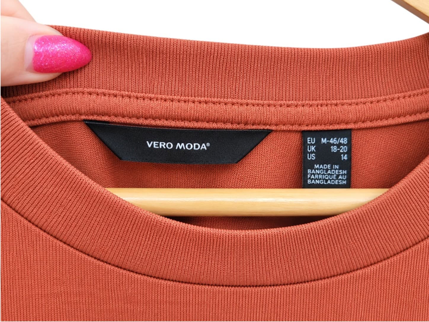 VERO MODA Rust Organic Cotton Peplum Long Sleeve Top Curve Size 18-20 — photo 5 of 7