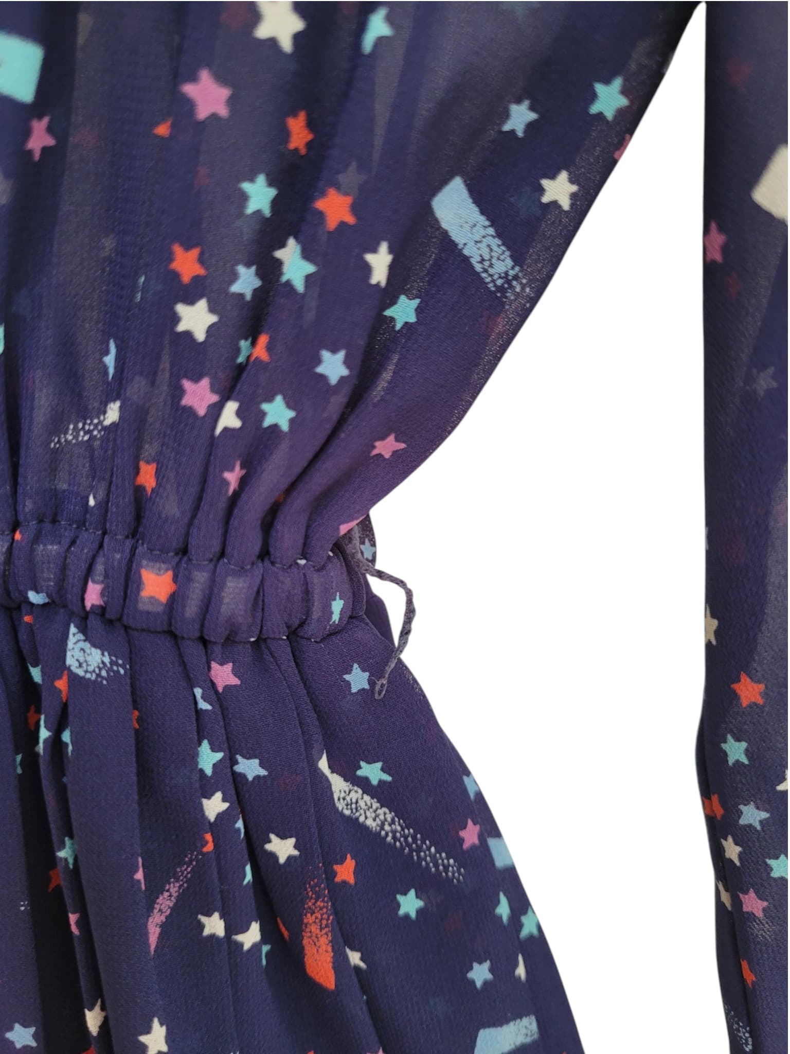 Vintage 1970s Japanese Navy Star Print Long Sleeve Shirt Dress — photo 5 of 9