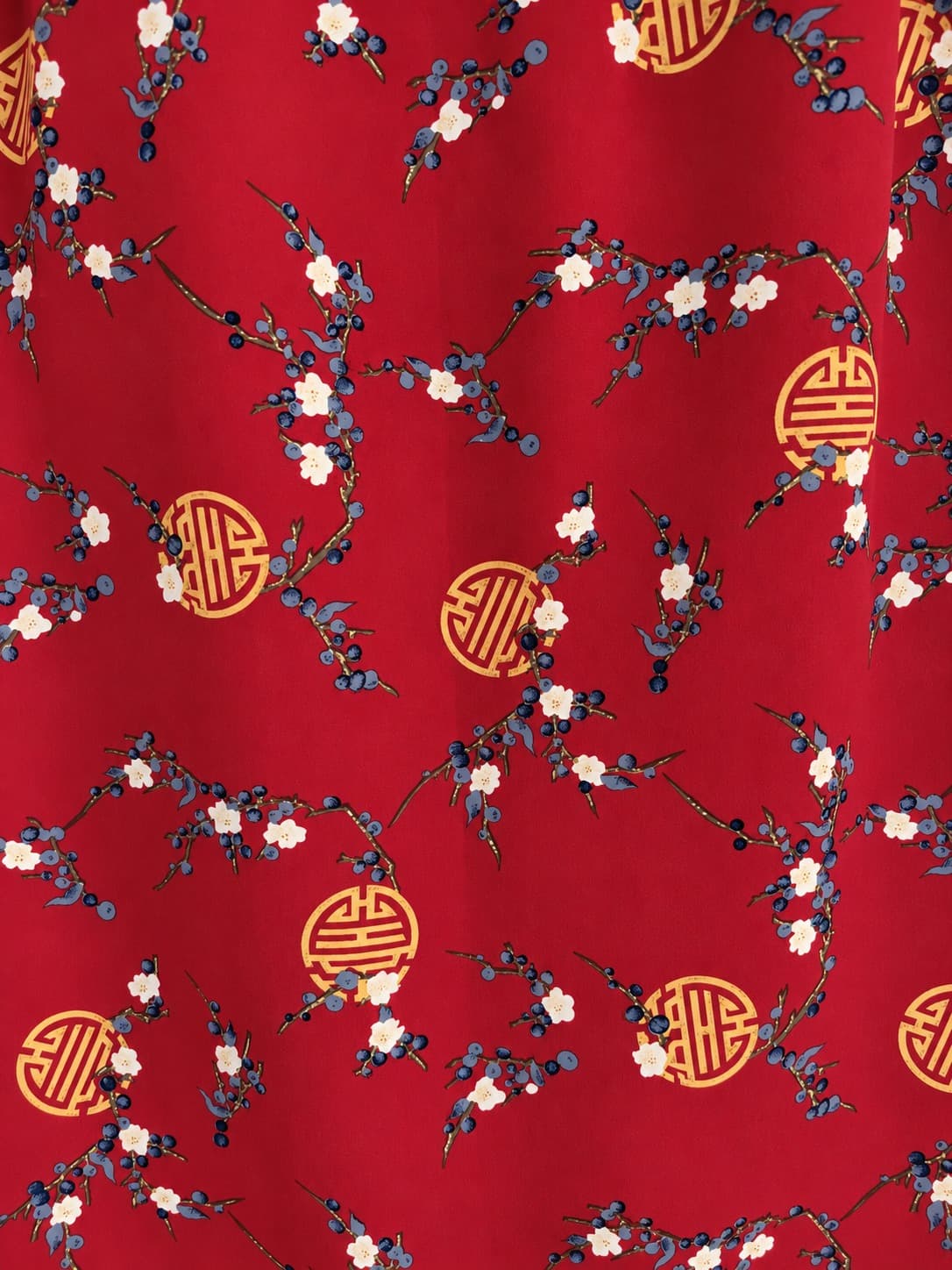 Vintage 70s Style Red Floral Midi Skirt Asian Inspired Women's Size 10 — photo 4 of 7