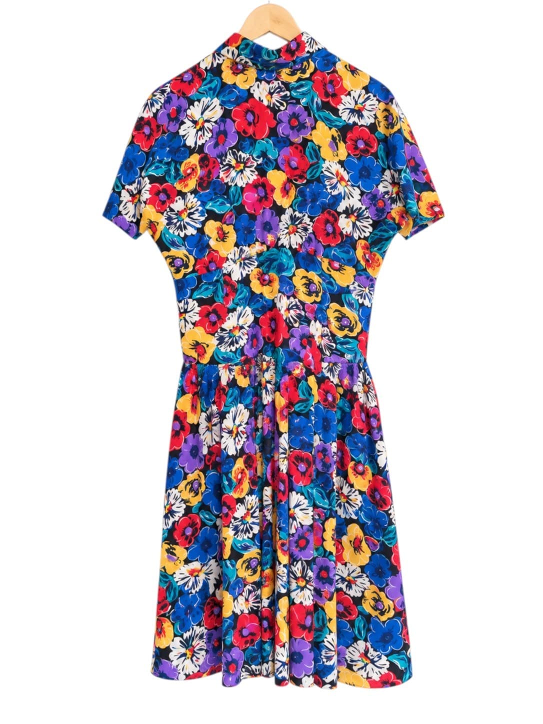 VINTAGE 80s Julee Jones Bold Floral Button Front Midi Shirt Dress Size 12 Modern 6-8 — photo 3 of 6