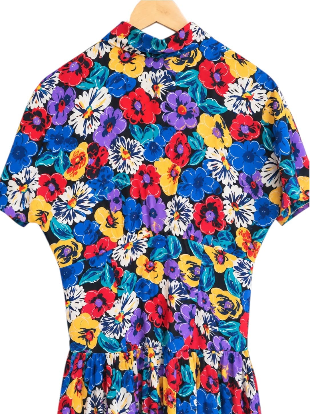 VINTAGE 80s Julee Jones Bold Floral Button Front Midi Shirt Dress Size 12 Modern 6-8 — photo 4 of 6