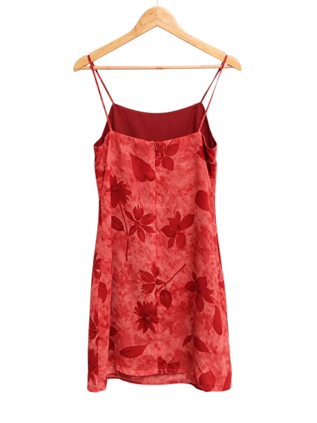 Vintage 90s Sportsgirl Womens Mini Dress Size 10 Red Floral Polyester Slip Style — photo 3 of 6