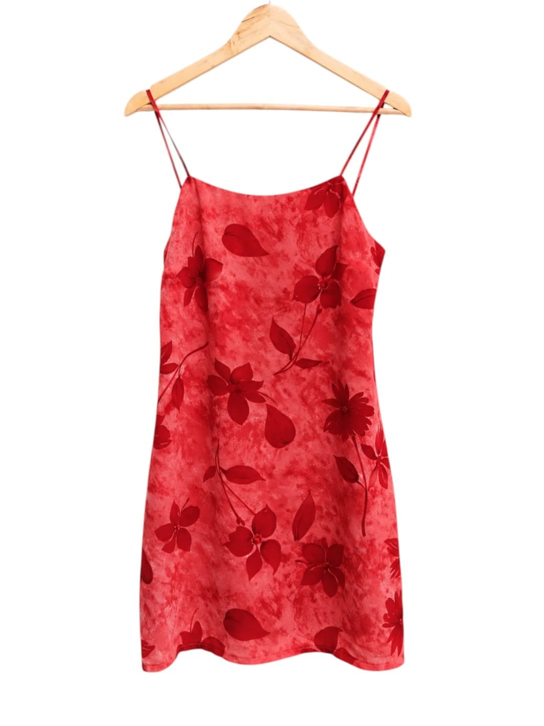 Vintage 90s Sportsgirl Womens Mini Dress Size 10 Red Floral Polyester Slip Style — photo 1 of 6