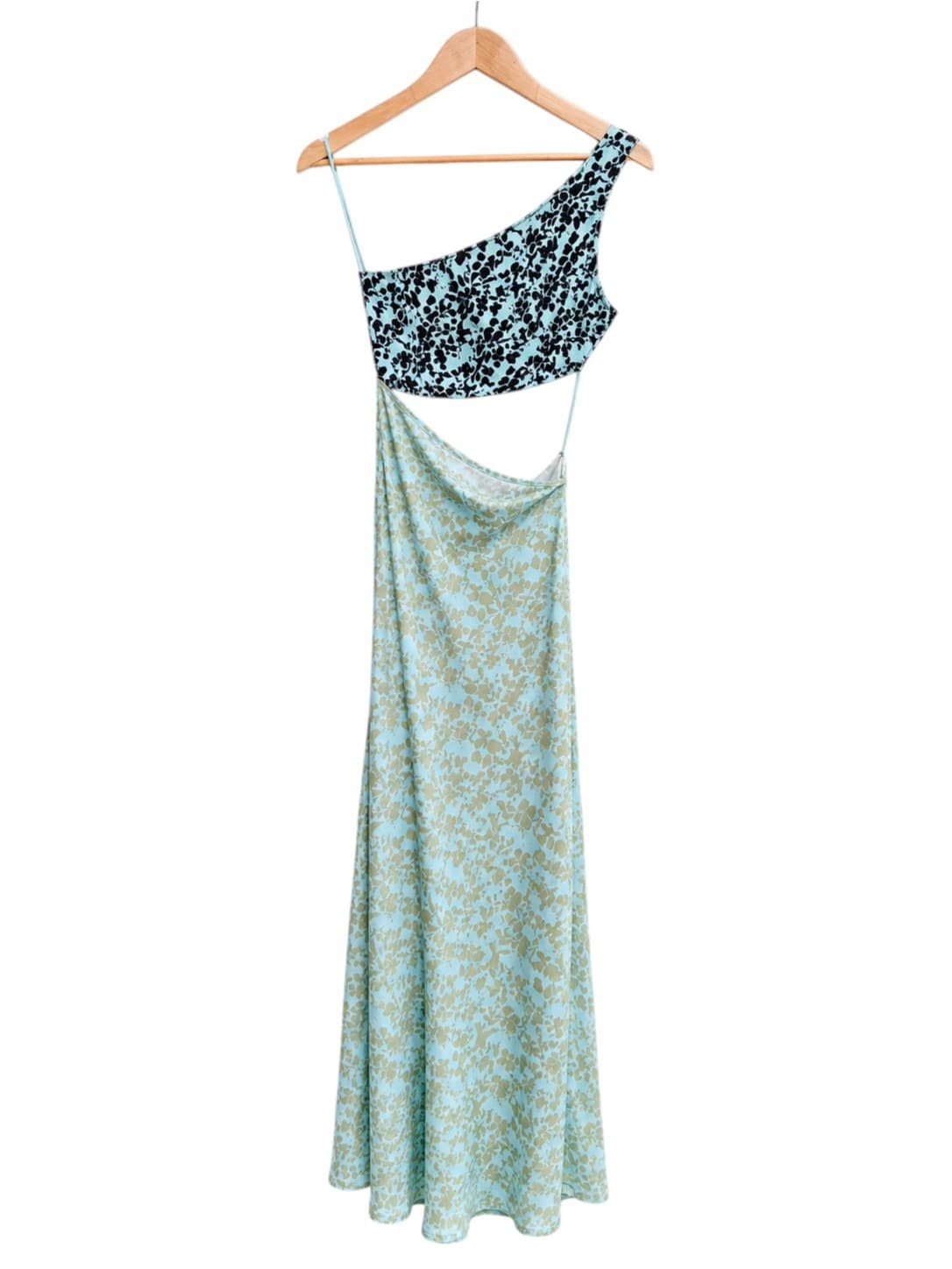 VRG GRL One Shoulder Midi Dress Floral Cut Out Blue Women's 4 — photo 5 of 9