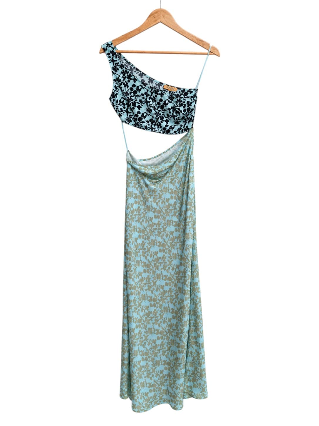VRG GRL One Shoulder Midi Dress Floral Cut Out Blue Women's 4 — photo 4 of 9