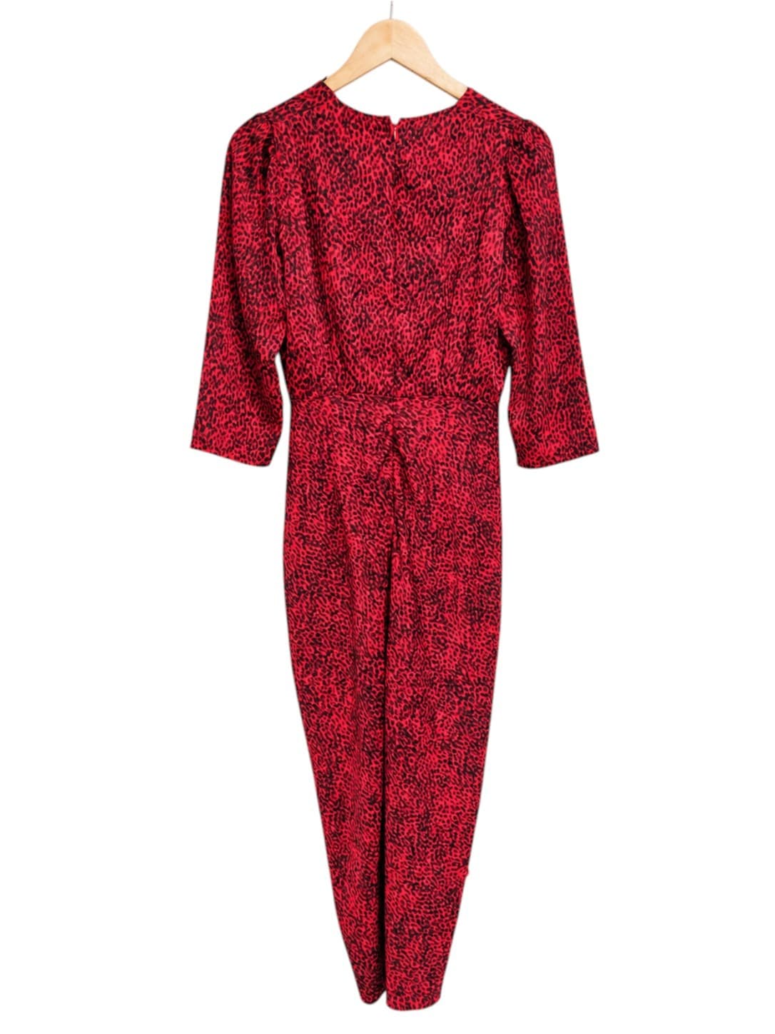 Wayne Cooper Womens Midi Dress Size 8 Pink Black Leopard Print Ruched — photo 5 of 7