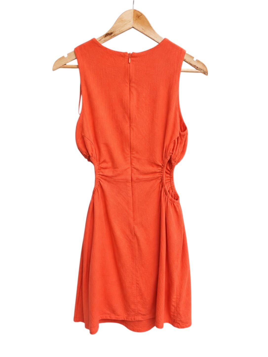 Whyte Valentyne Womens Mini Dress Size 10 Orange Linen Blend Side Cut Out — photo 3 of 6
