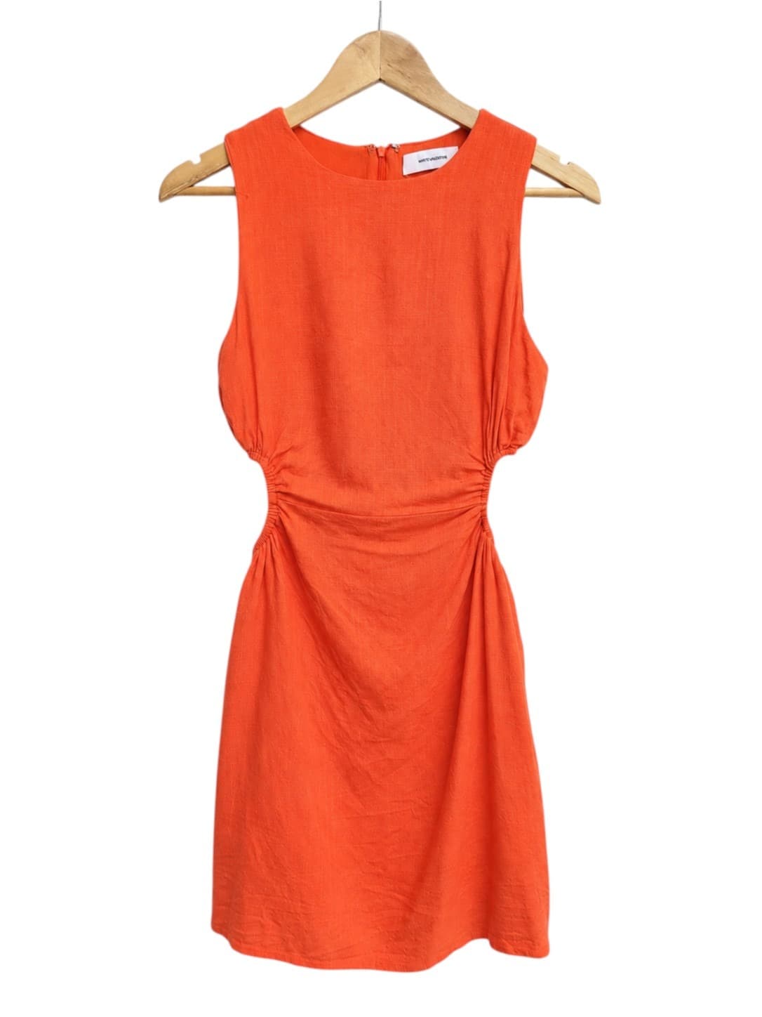 Whyte Valentyne Womens Mini Dress Size 10 Orange Linen Blend Side Cut Out — photo 1 of 6