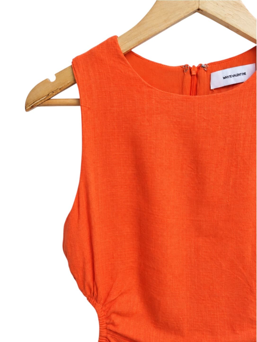 Whyte Valentyne Womens Mini Dress Size 10 Orange Linen Blend Side Cut Out — photo 2 of 6