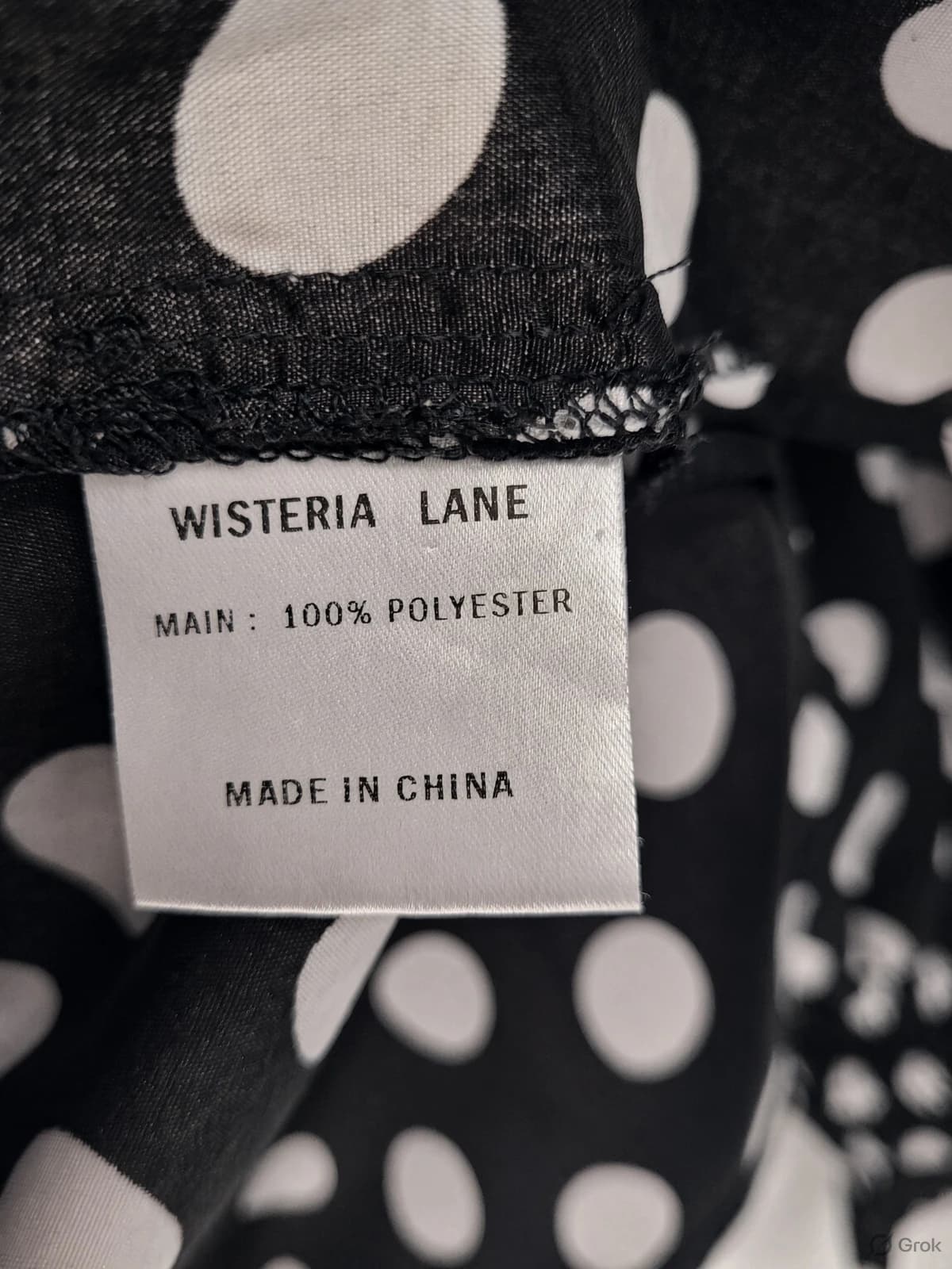 WISTERIA LANE Black White Polka Dot Ruffle Blouse Vintage Style Size 12 — photo 8 of 8