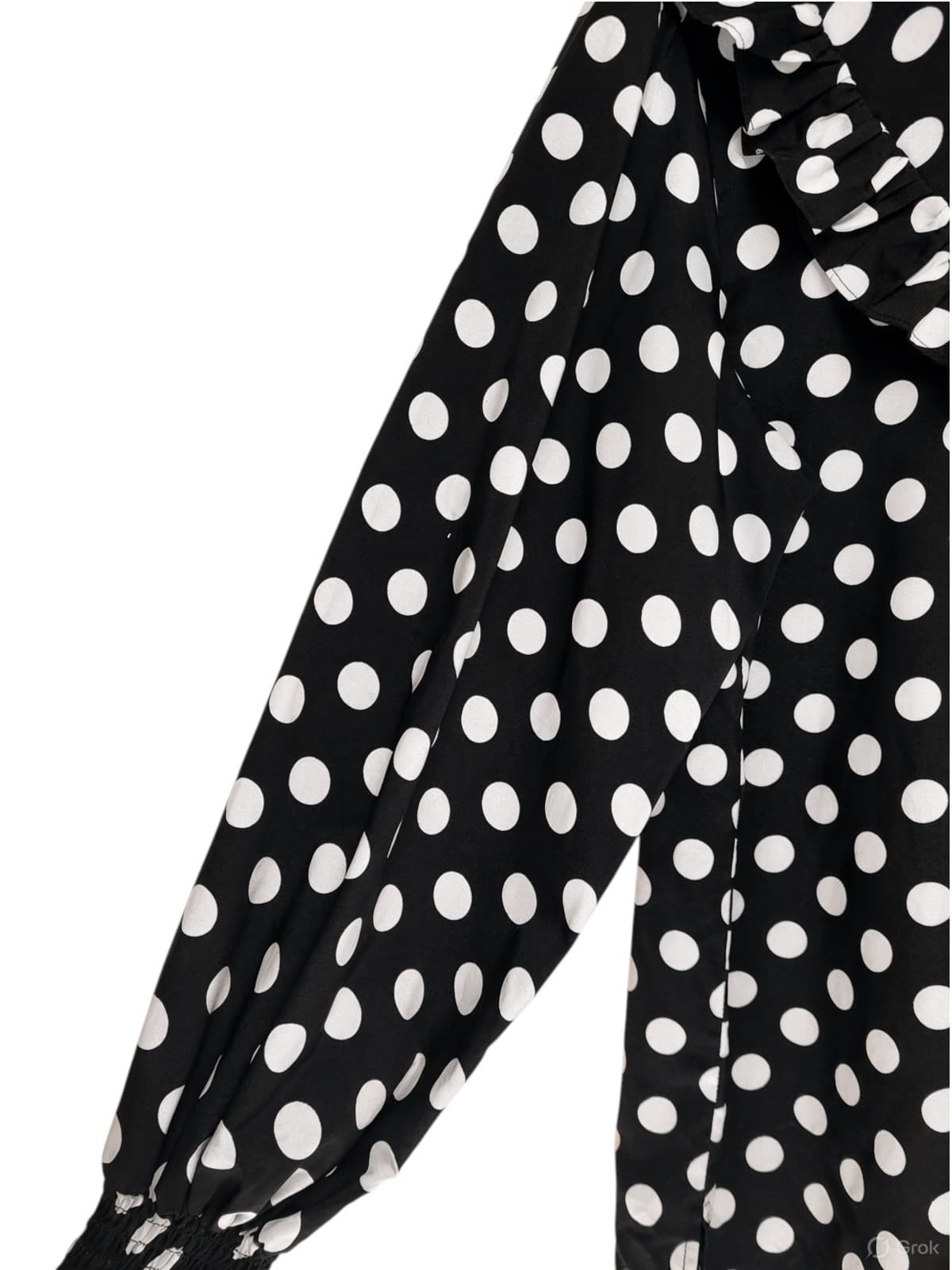 WISTERIA LANE Black White Polka Dot Ruffle Blouse Vintage Style Size 12 — photo 5 of 8