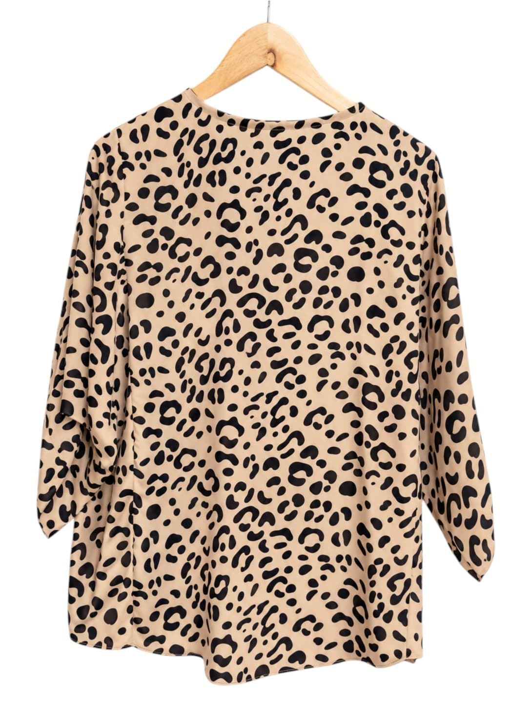WITCHERY Leopard Print Blouse Beige Black Long Sleeve Top Size 10 — photo 4 of 7