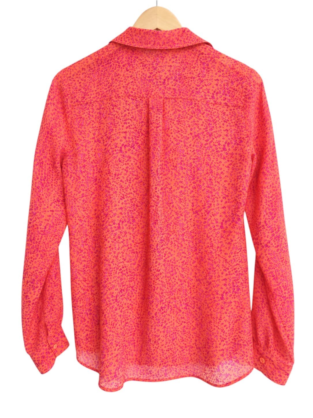 WITCHERY Orange Pink Animal Print Button Up Long Sleeve Blouse Size 8 — photo 4 of 6