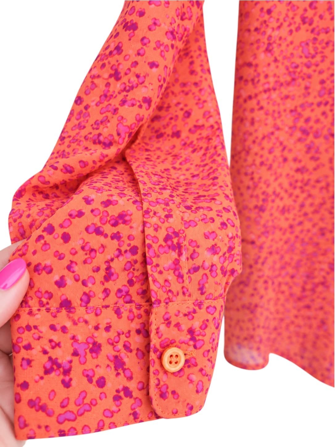 WITCHERY Orange Pink Animal Print Button Up Long Sleeve Blouse Size 8 — photo 3 of 6