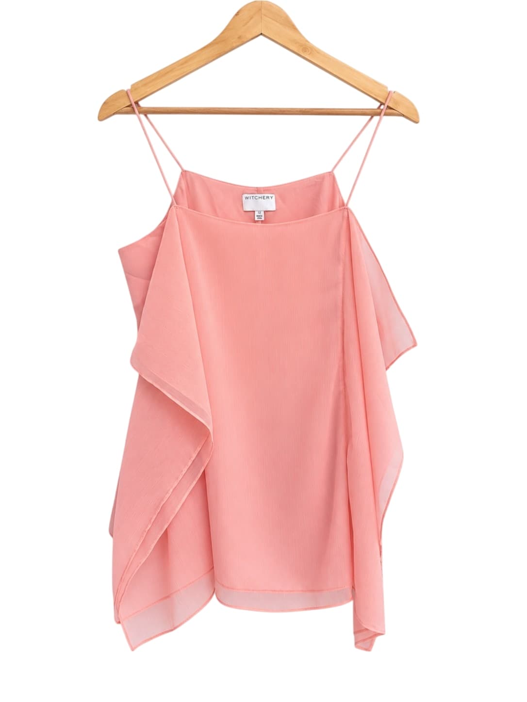 WITCHERY Pink Cold Shoulder Draped Chiffon Cami Top Size 12 — photo 1 of 7