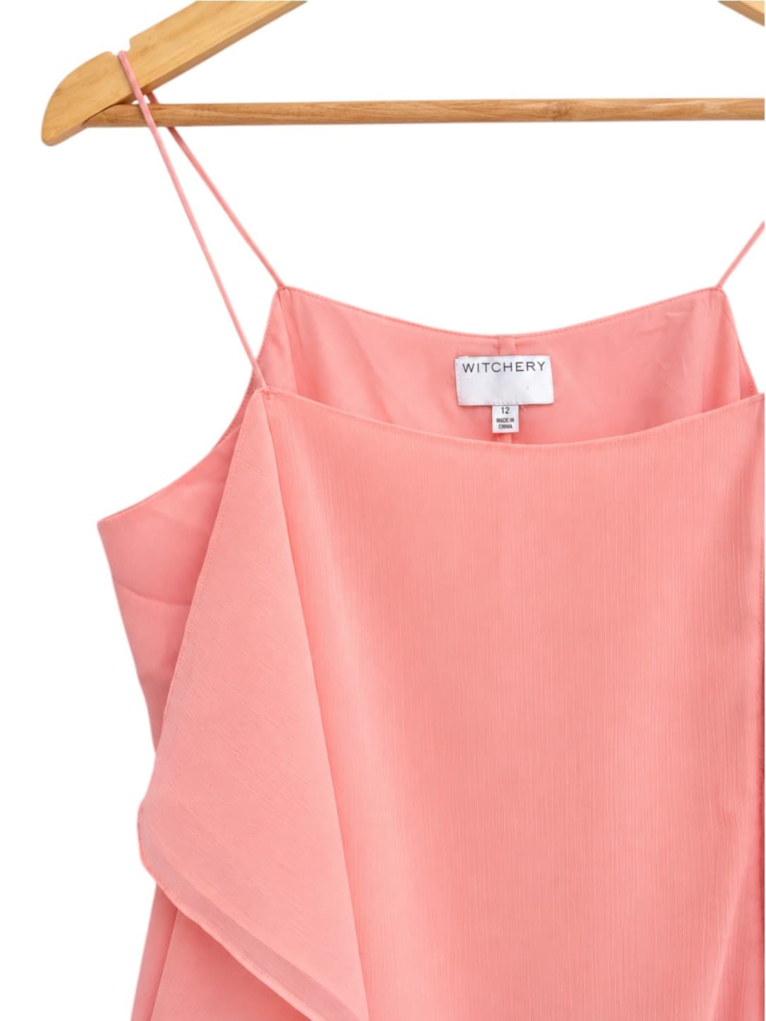 WITCHERY Pink Cold Shoulder Draped Chiffon Cami Top Size 12 — photo 2 of 7