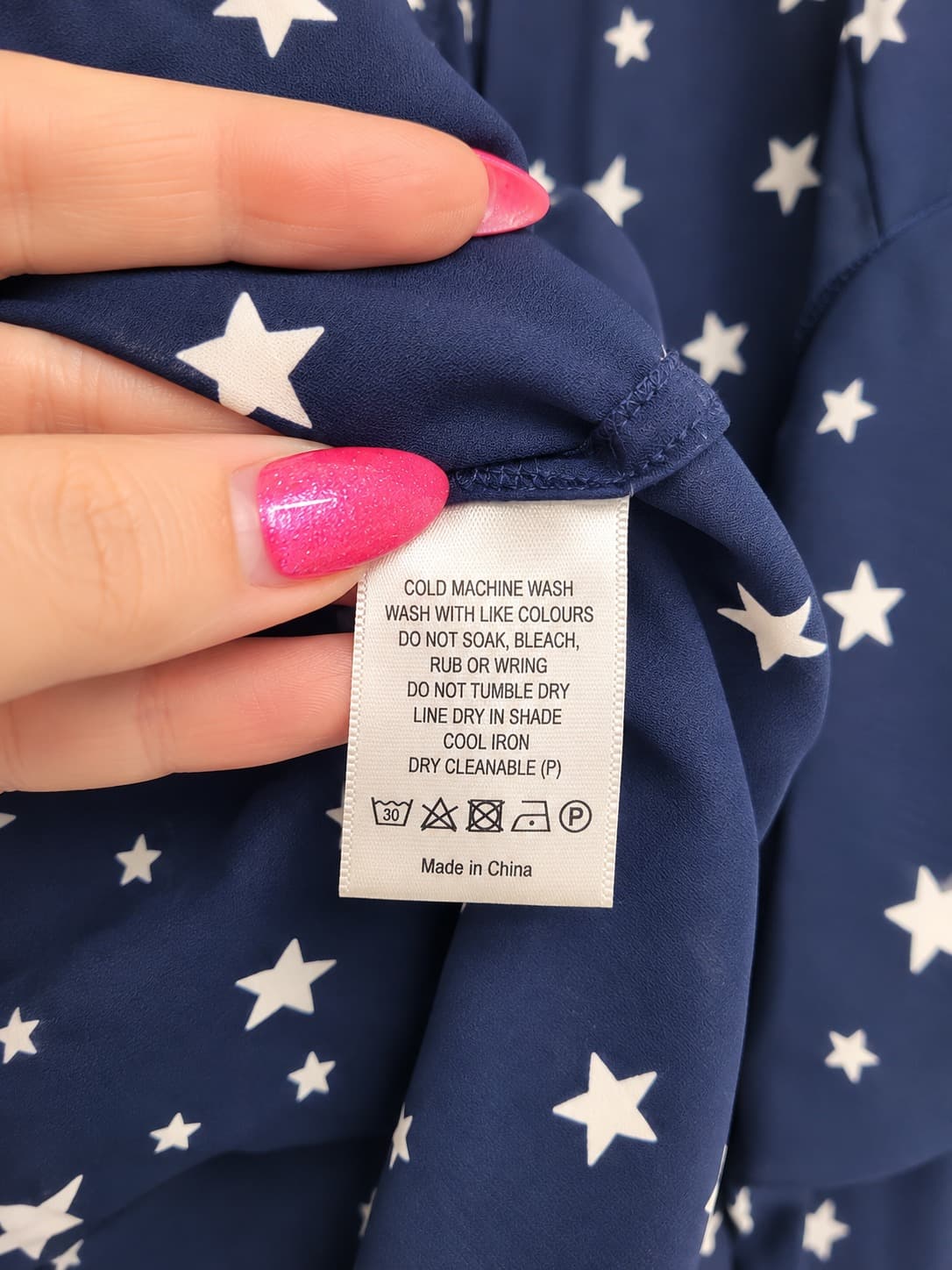 Witchery Star Print Ruffle Sleeve Blouse Navy Women's Size 10 — photo 6 of 7