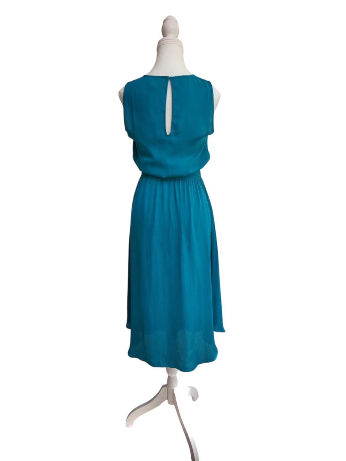WITCHERY Teal Sleeveless Smocked Waist Midi Dress Keyhole Back Size 6 — photo 2 of 7