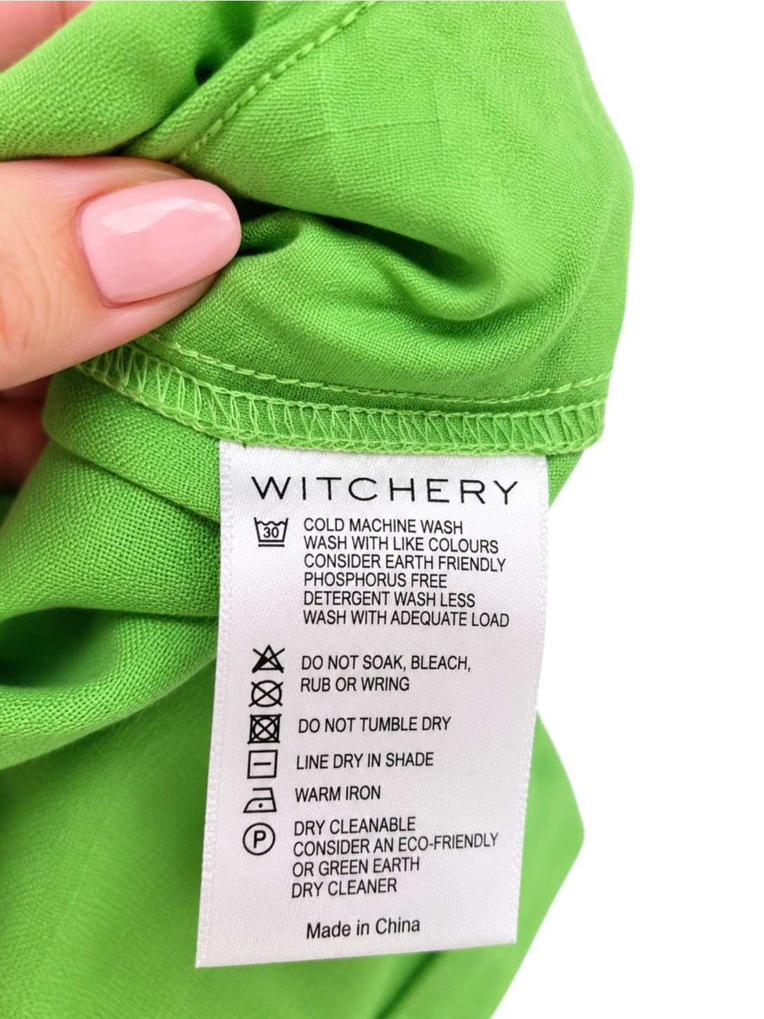 Witchery Womens Linen Shorts Size 12 Apple Green High Waist Cuffed Hem — photo 5 of 5
