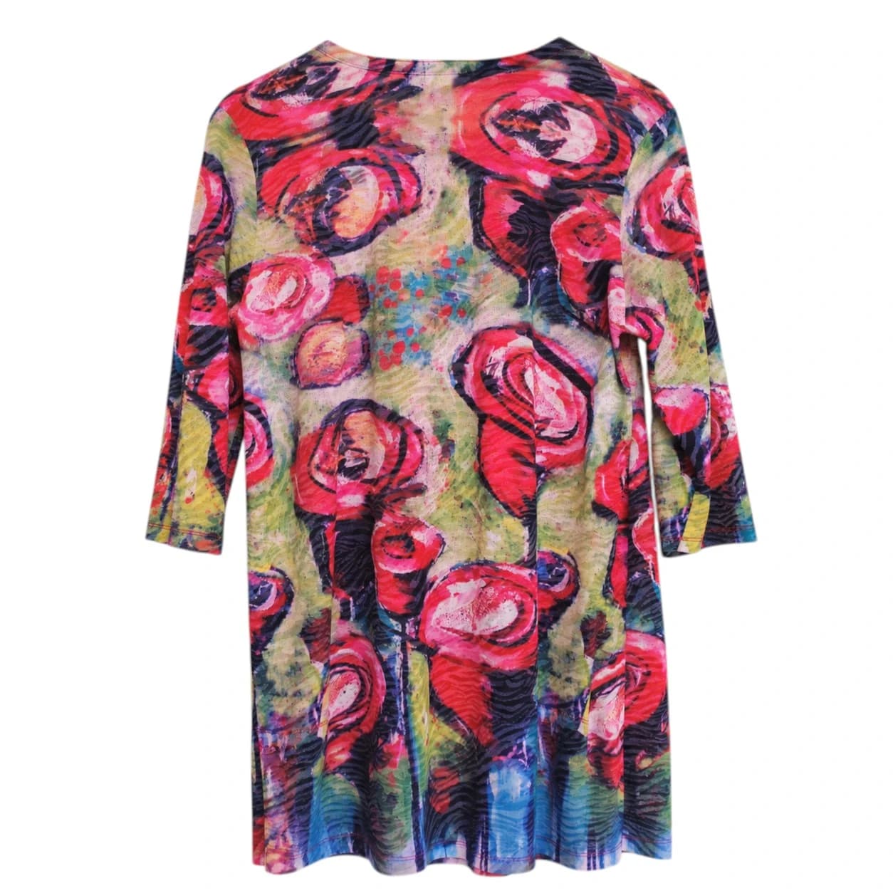 VIRTUELLE Multicolour Abstract Floral Print Long Top 3/4 Sleeve Size XS — photo 4 of 8