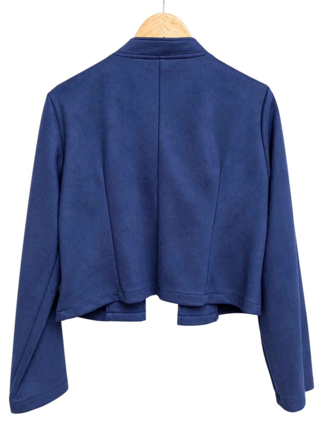 Womens Navy Blue Y2K Style Military Cropped Jacket Faux Suede Size L — photo 4 of 6