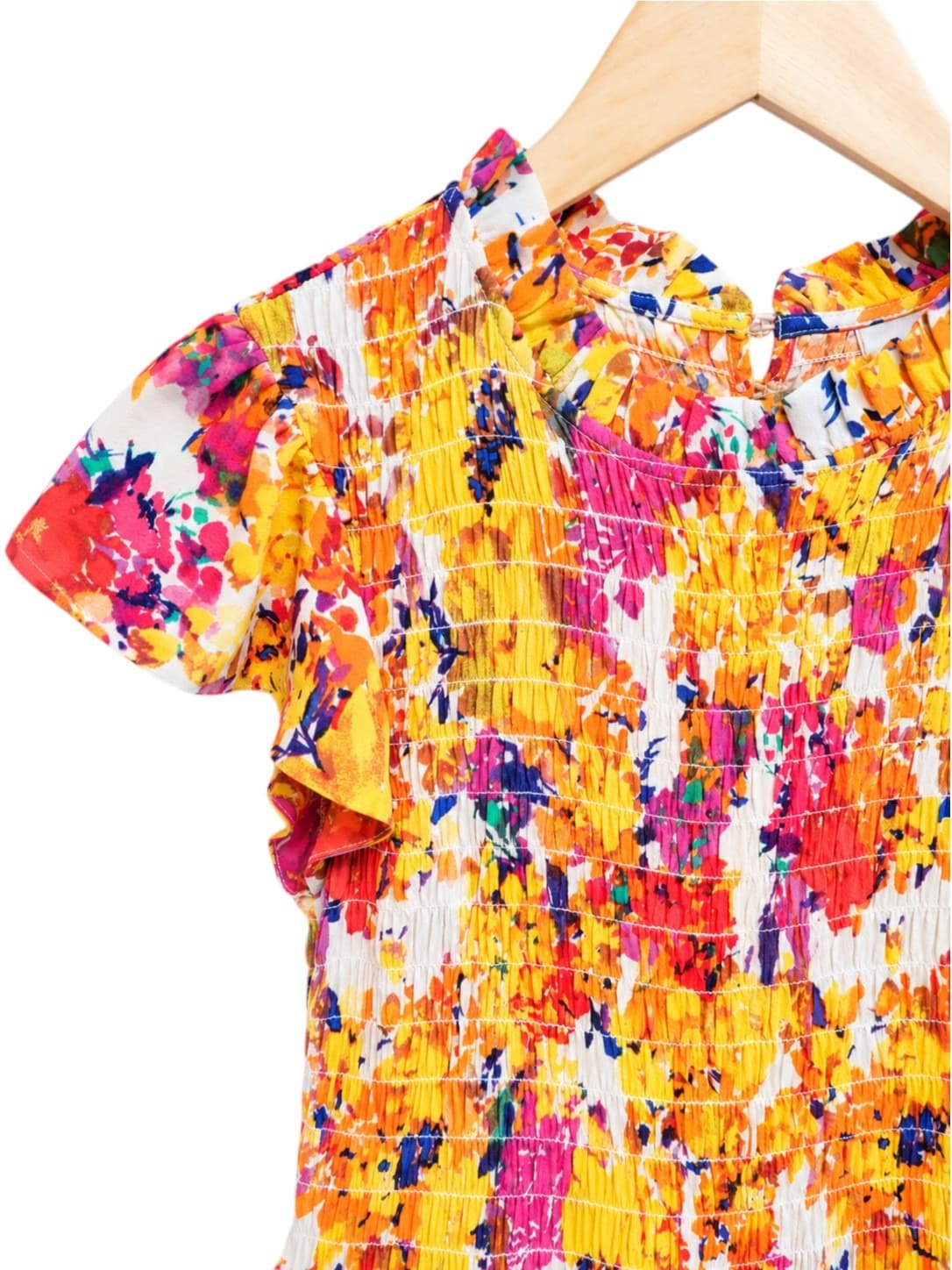 YAS Yasfinna Floral Maxi Dress Womens 10 Smocked Flutter Sleeve BNWT — photo 1 of 10