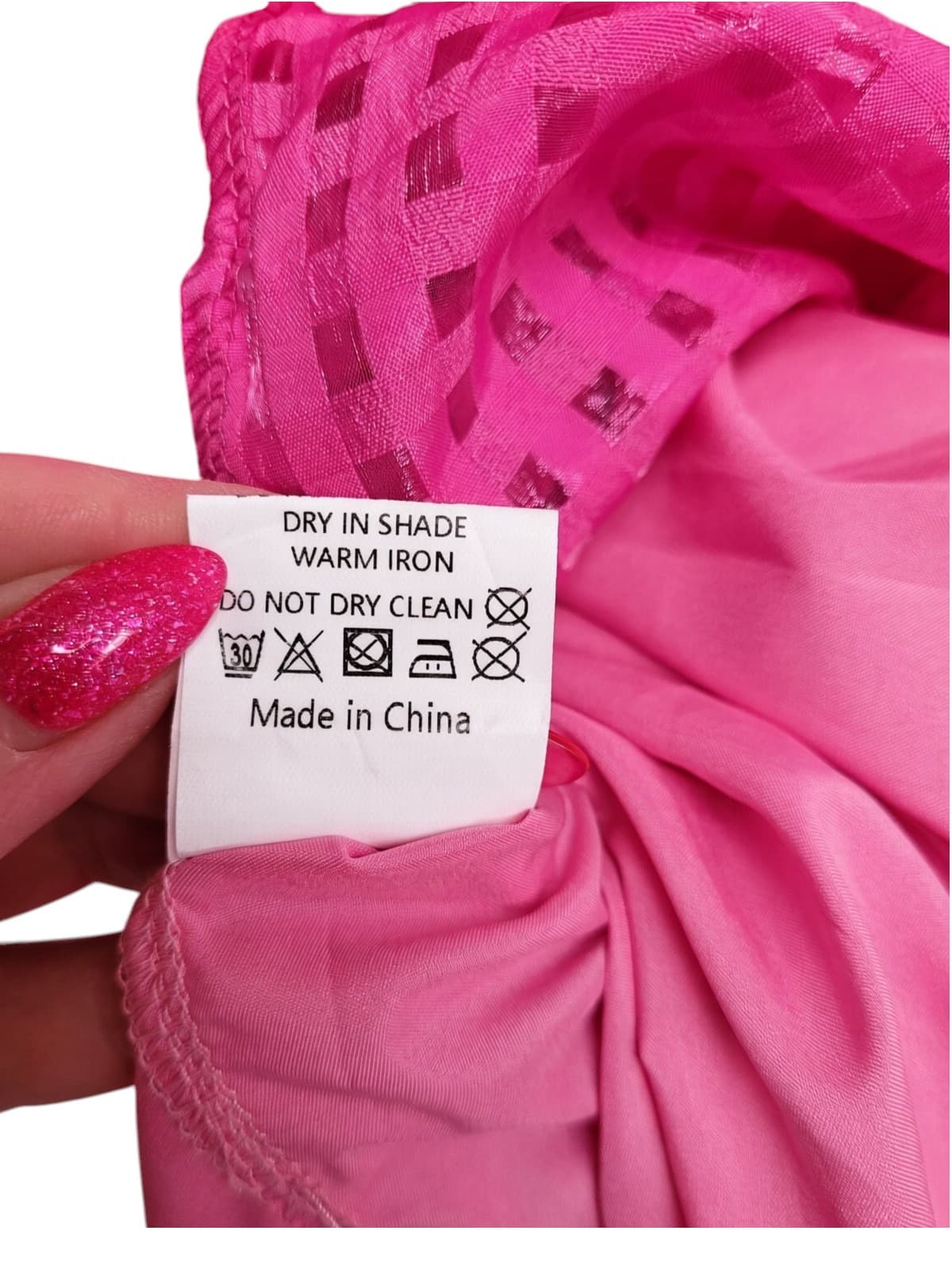 YH & CO Hot Pink Check Puff Sleeve Midi Dress Size 8 — photo 10 of 10