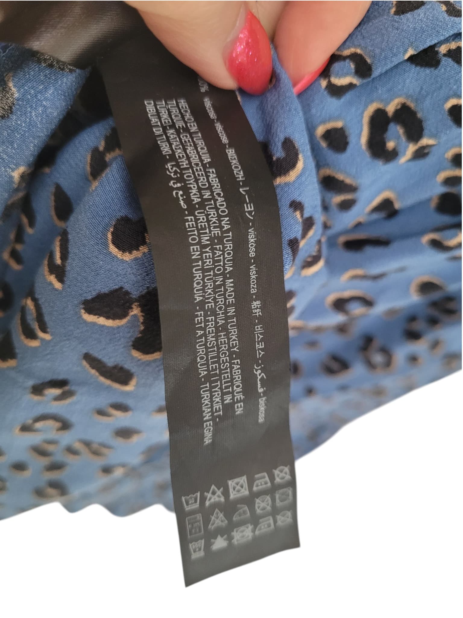 ZARA Blue Leopard Print Tiered Smock Mini Dress Puff Sleeve Size M — photo 7 of 7
