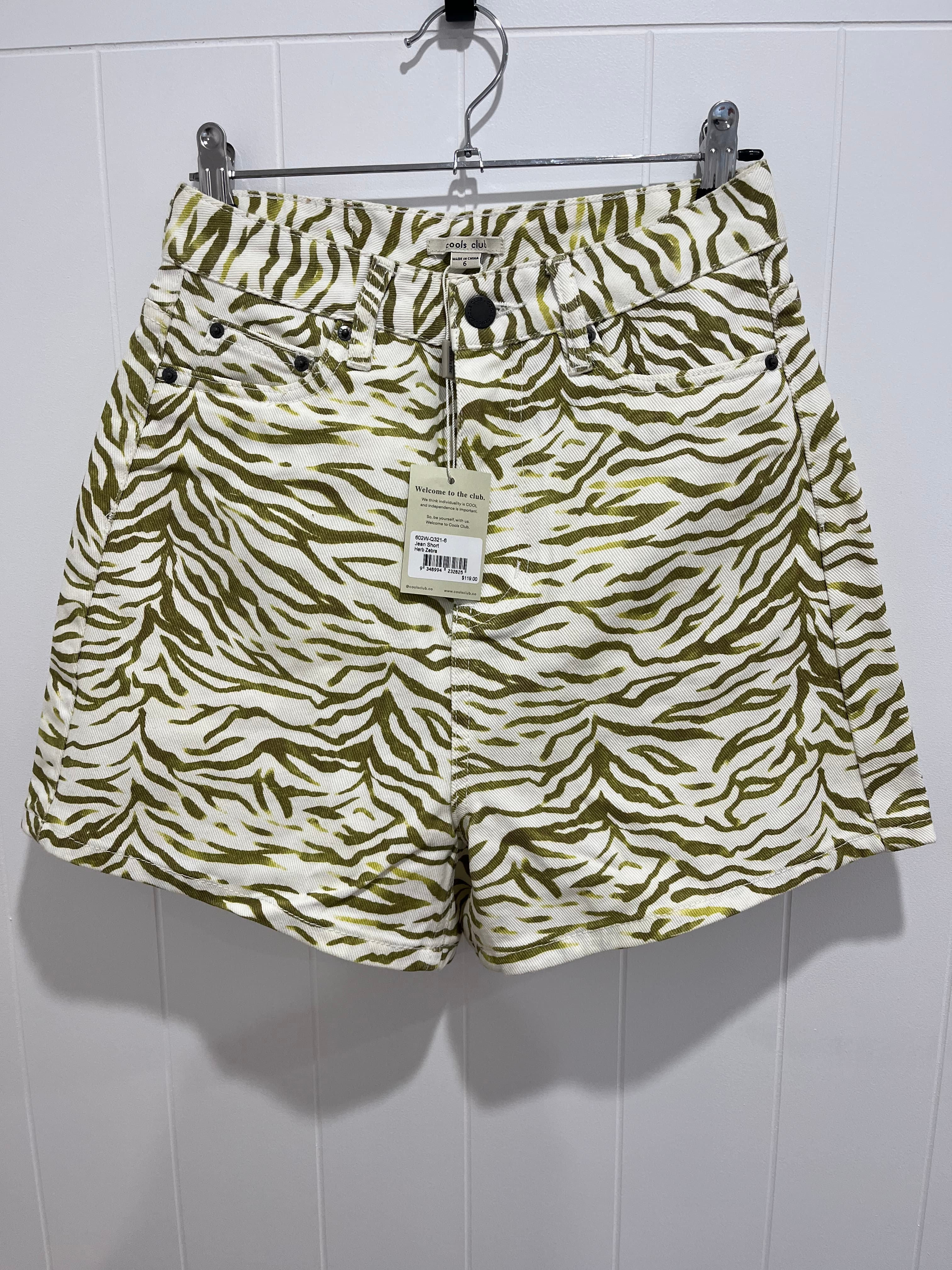Cools Club Herb Zebra Print Jean Shorts Size 6 New With Tags — photo 1 of 6