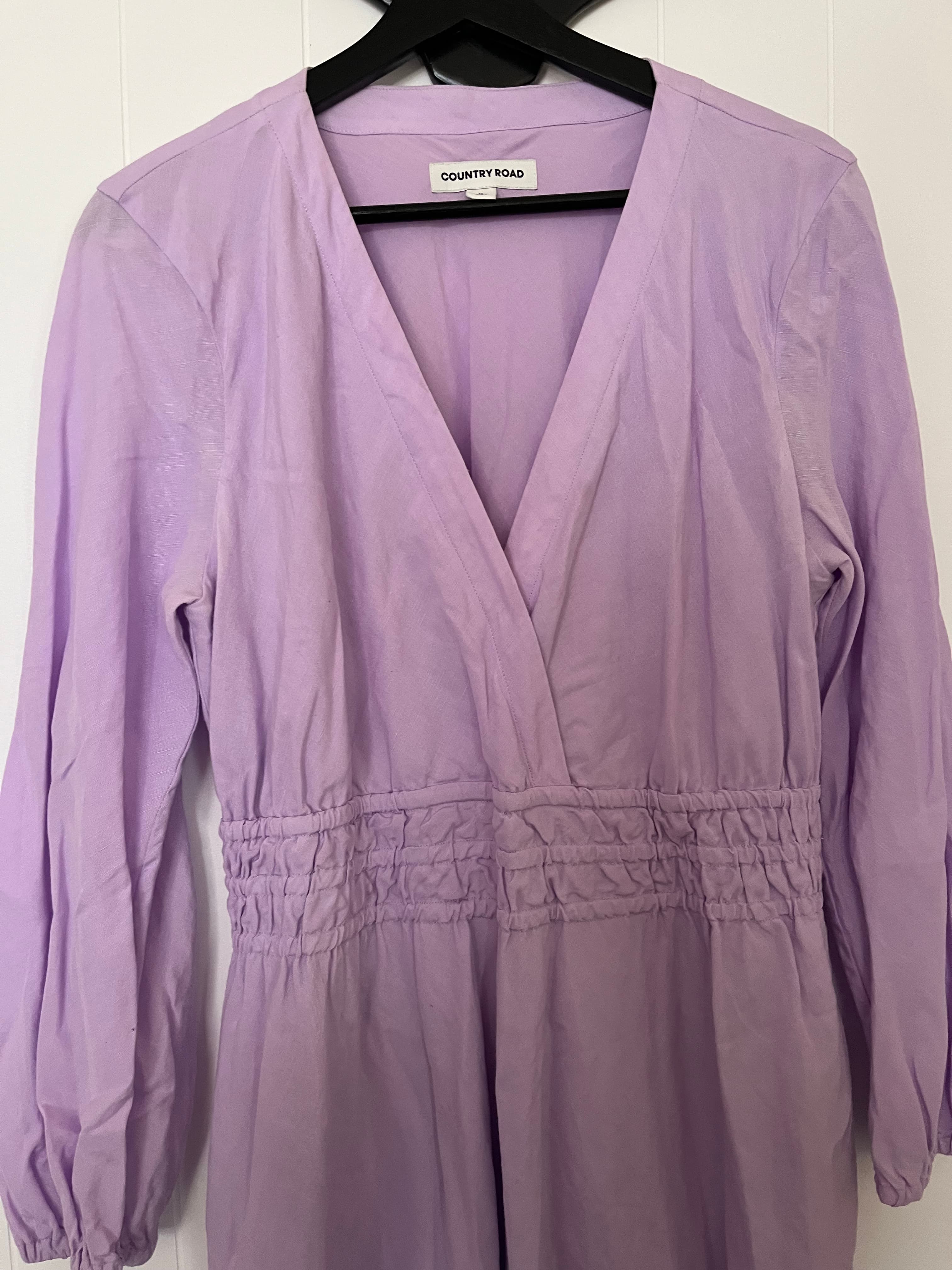 Country Road Lilac V-Neck Long Sleeve Smocked Waist Midi Dress Size 12 — photo 2 of 6
