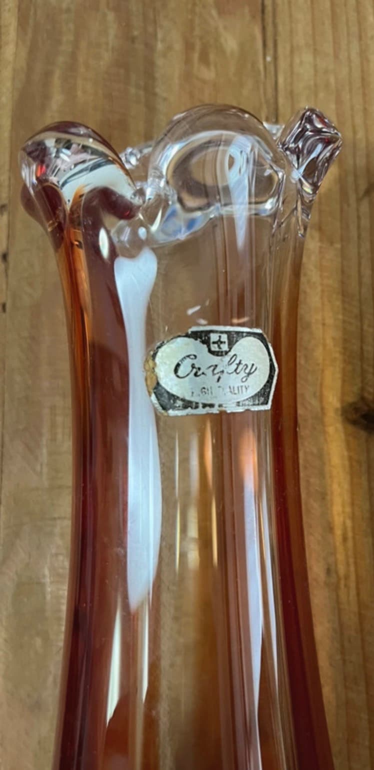 Crafty Sweden Art Glass Vase Red Clear Swung Style Vintage — photo 4 of 11