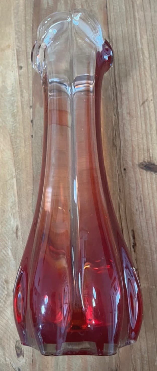 Crafty Sweden Art Glass Vase Red Clear Swung Style Vintage — photo 5 of 11