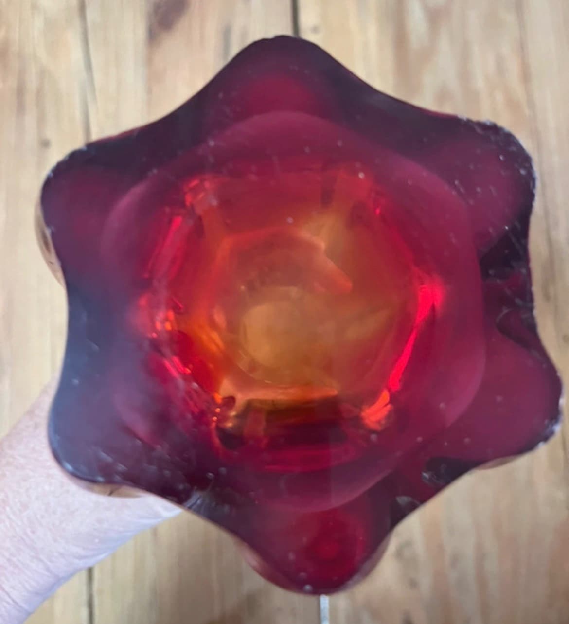 Crafty Sweden Art Glass Vase Red Clear Swung Style Vintage — photo 7 of 11