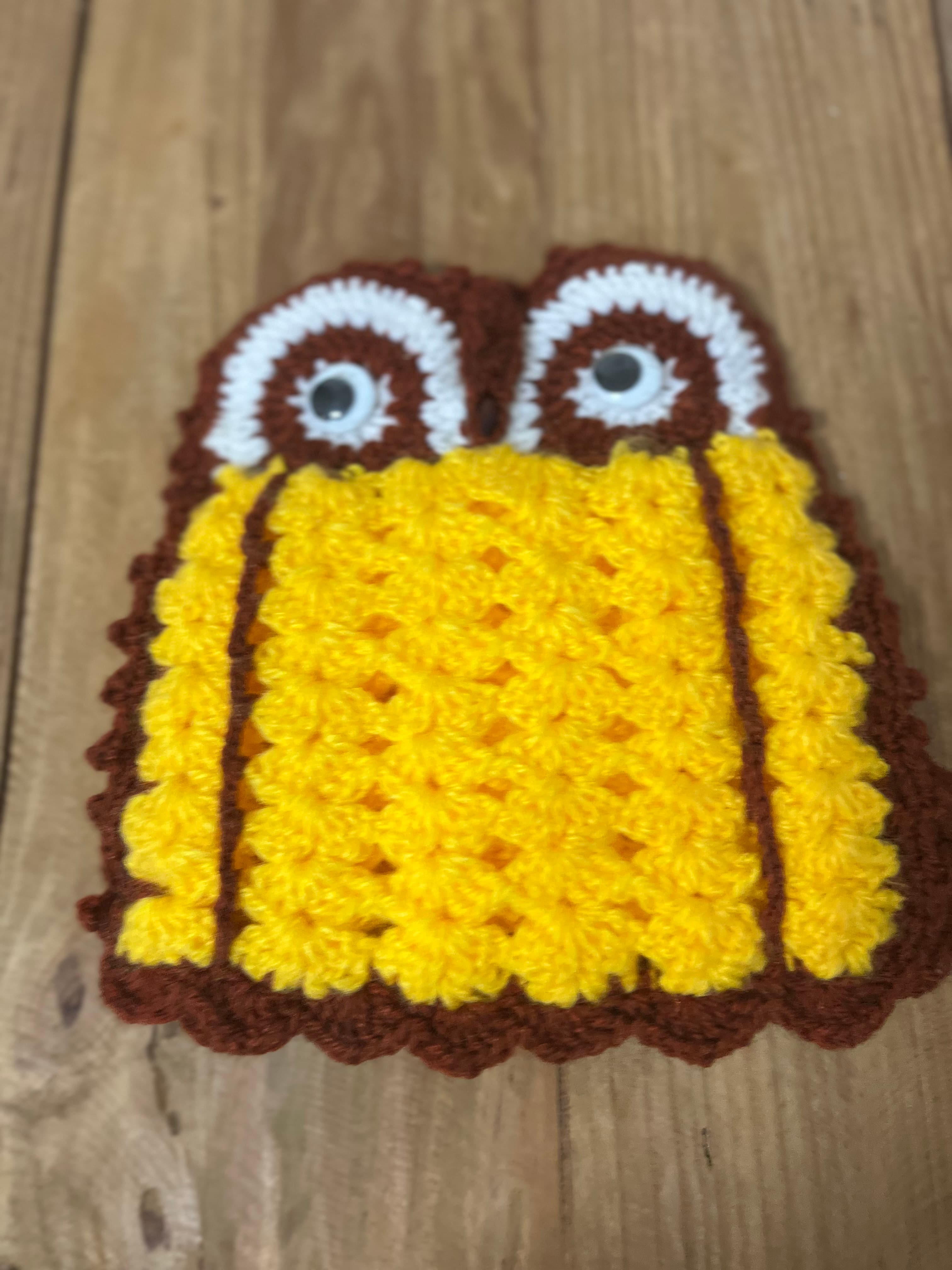 Crochet Owl Tea Cosy Yellow Brown Retro Kitchen Decor — photo 2 of 5