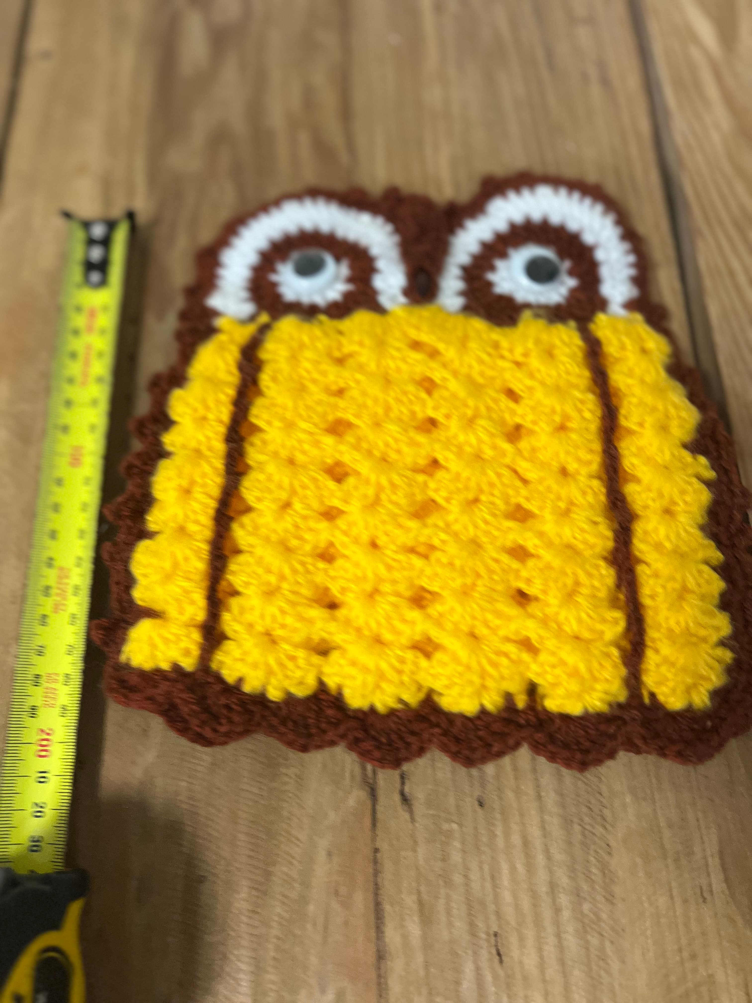 Crochet Owl Tea Cosy Yellow Brown Retro Kitchen Decor — photo 4 of 5