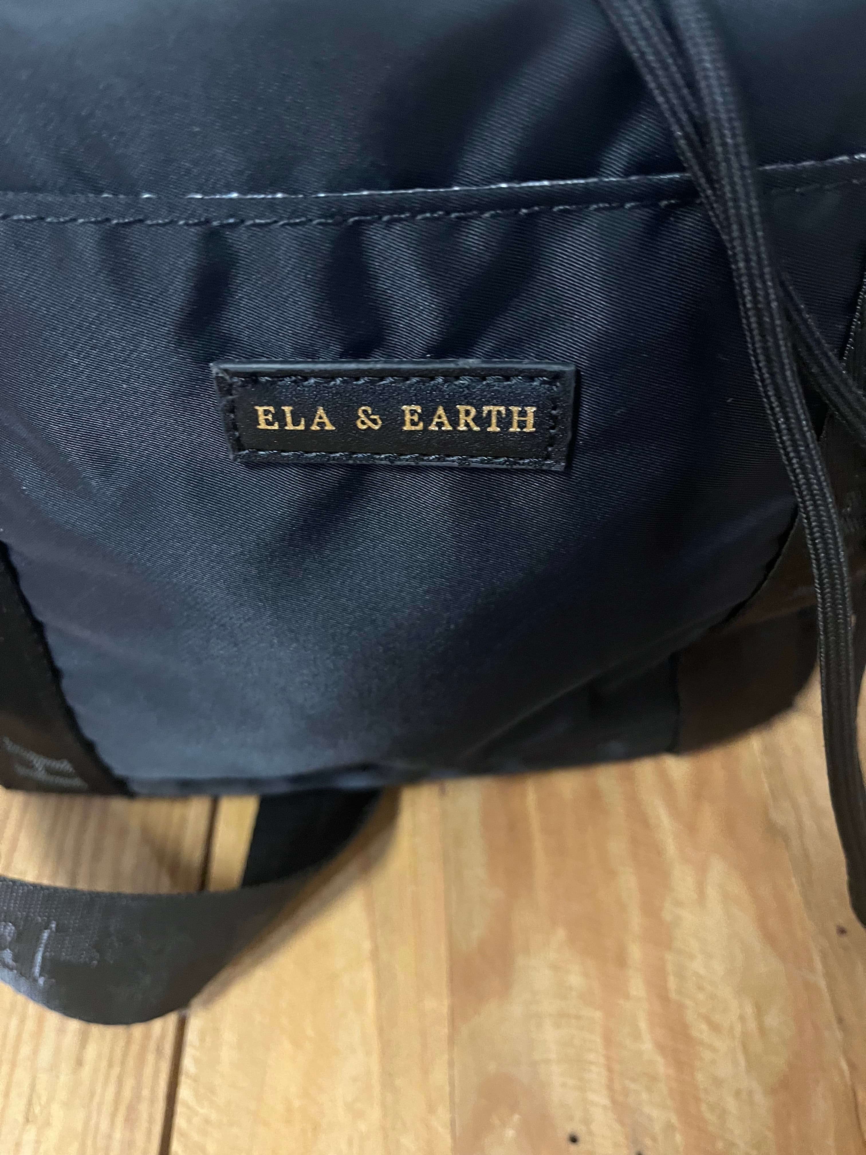 Ela & Earth Black Nylon Drawstring Crossbody Lunch Bucket Bag — photo 7 of 9