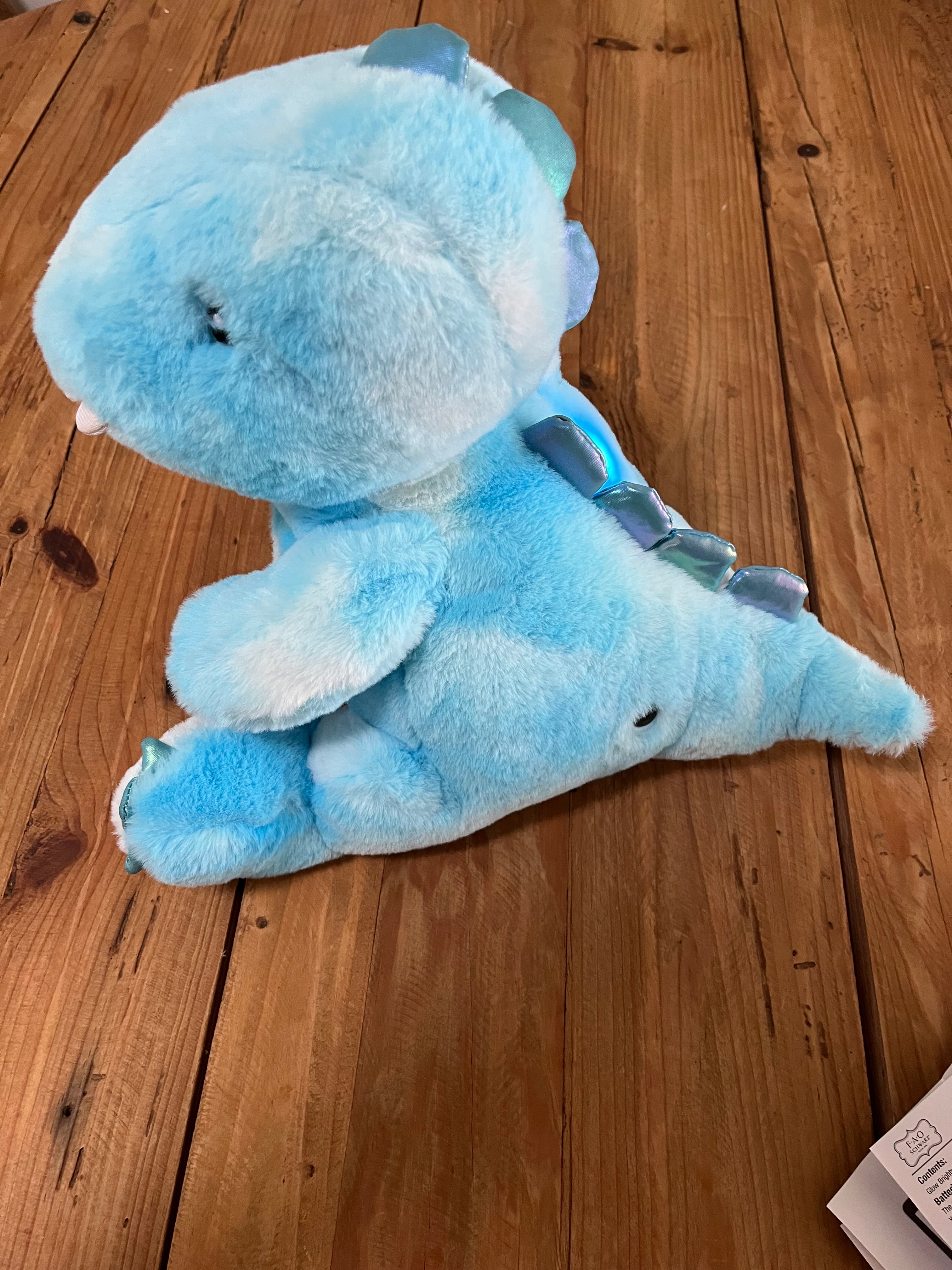 F.A.O SCHWARZ Glow Brights Blue Dinosaur Plush Toy With Sound & Light — photo 4 of 13