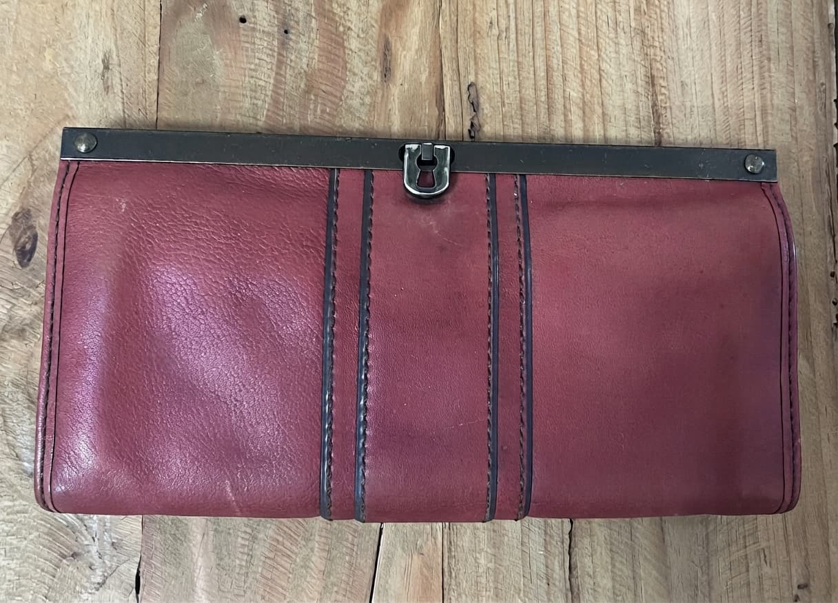 Fossil Red Leather Clutch Wallet With Metal Clasp — photo 1 of 6