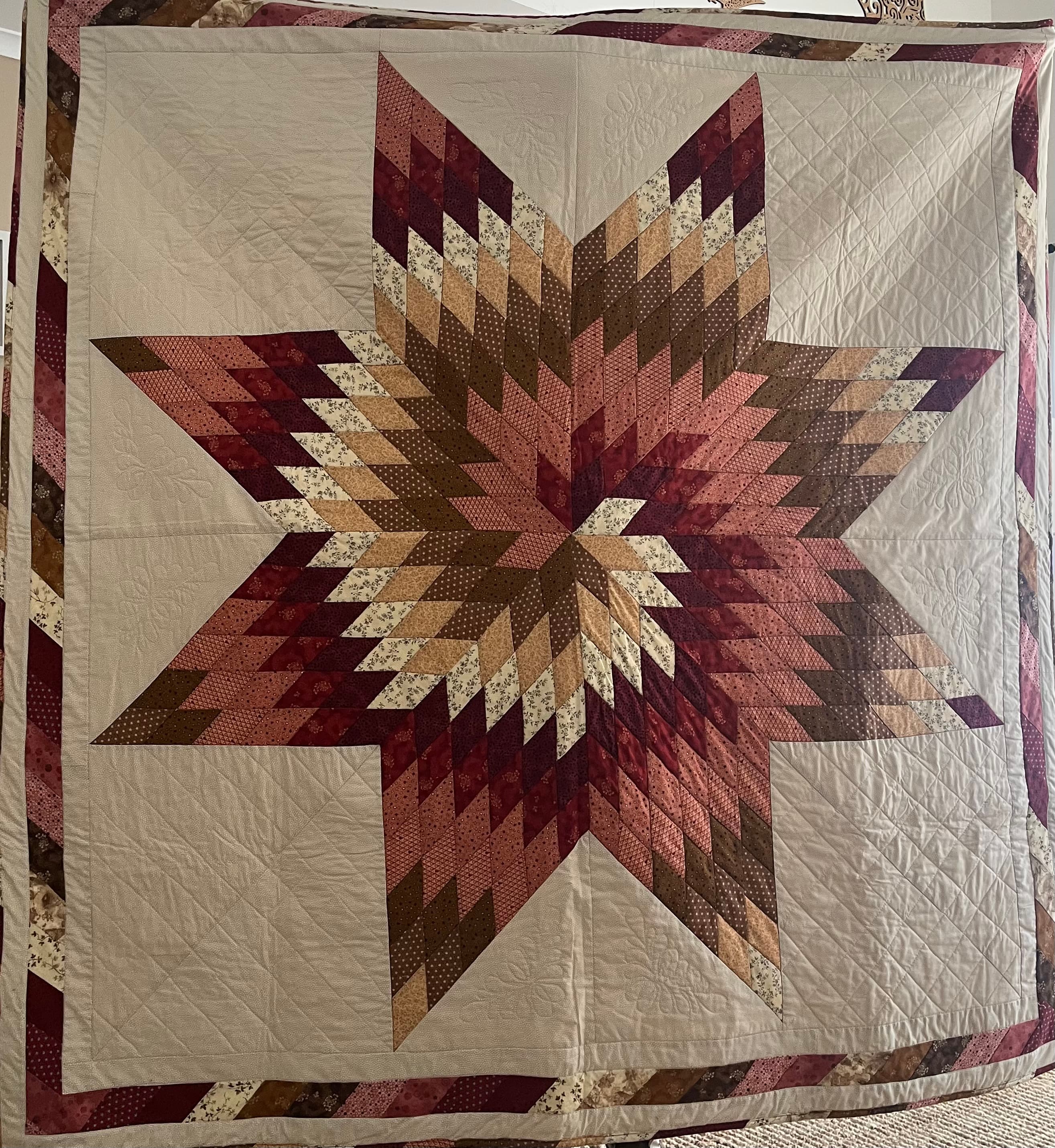 Handmade Lone Star Patchwork Quilt Multicoloured Bedspread — photo 1 of 6