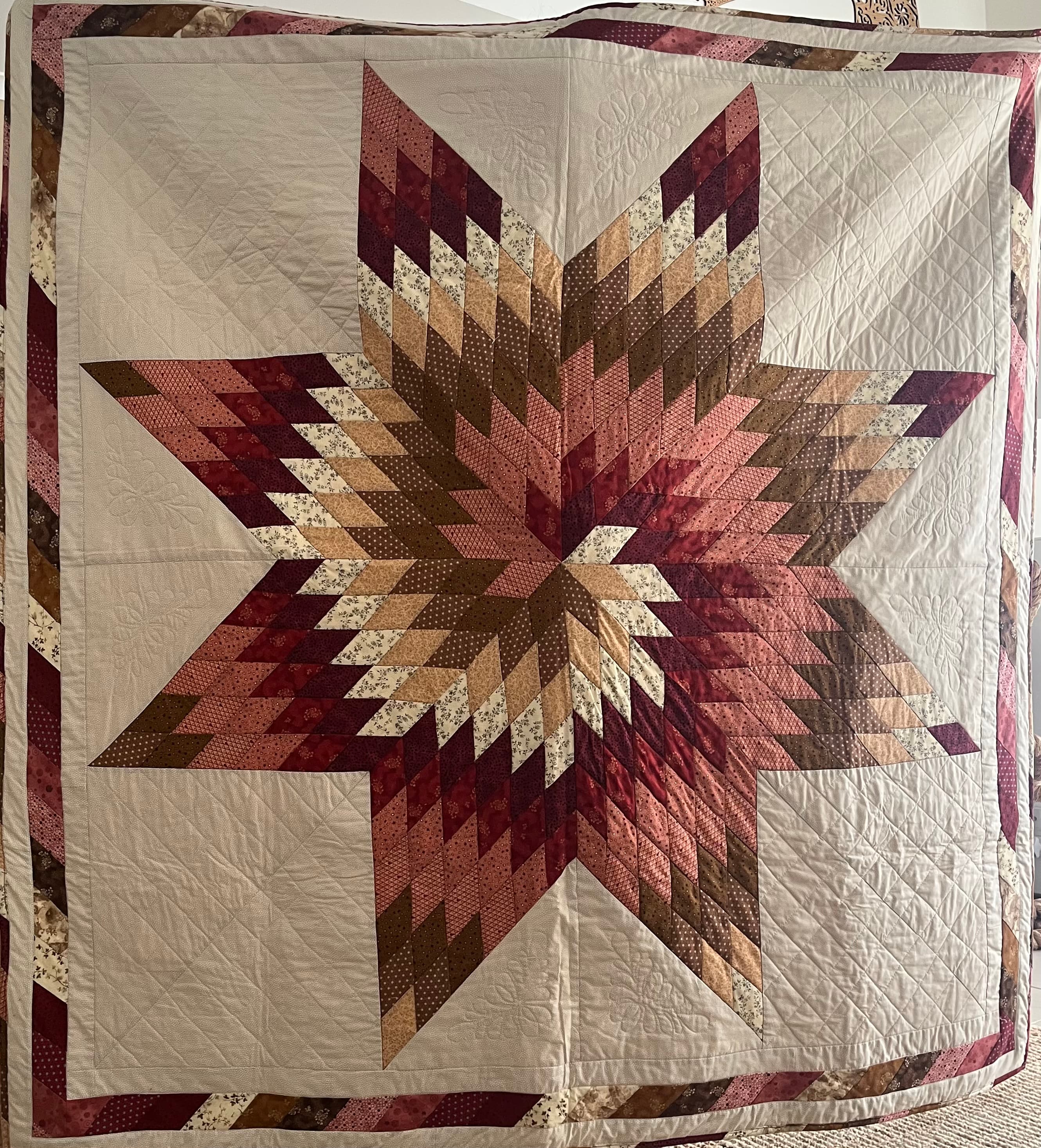 Handmade Lone Star Patchwork Quilt Multicoloured Bedspread — photo 2 of 6