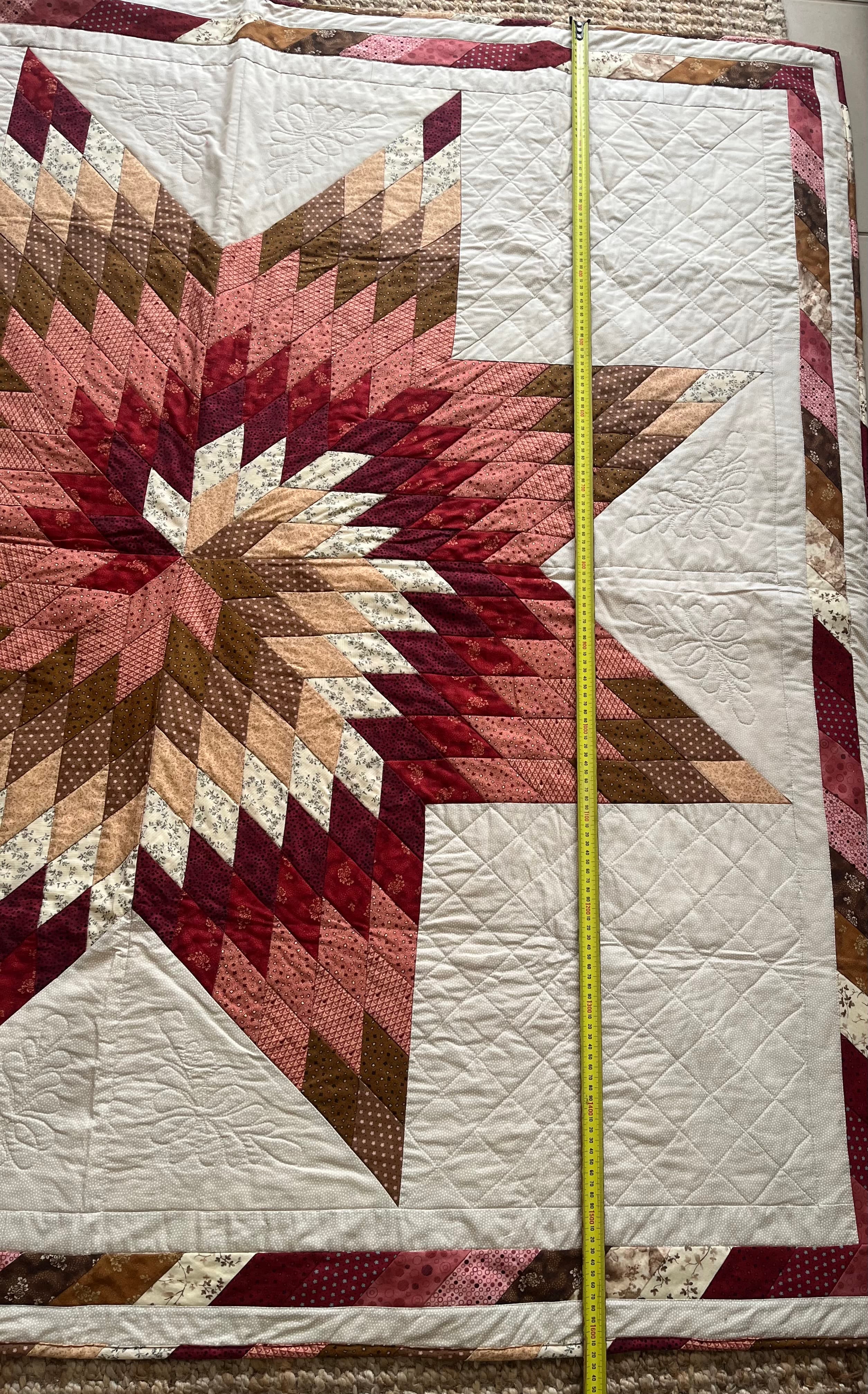 Handmade Lone Star Patchwork Quilt Multicoloured Bedspread — photo 3 of 6