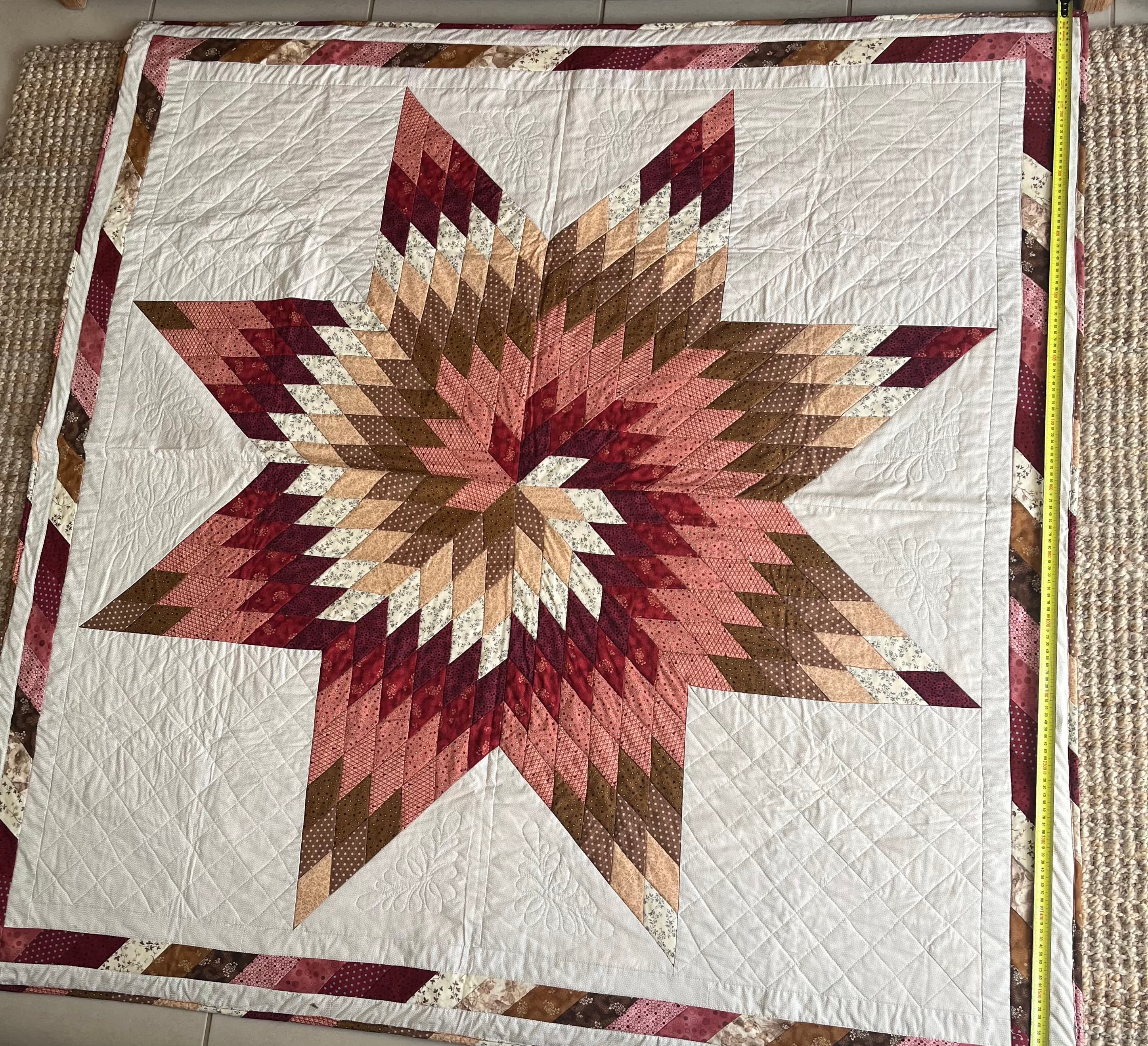 Handmade Lone Star Patchwork Quilt Multicoloured Bedspread — photo 5 of 6