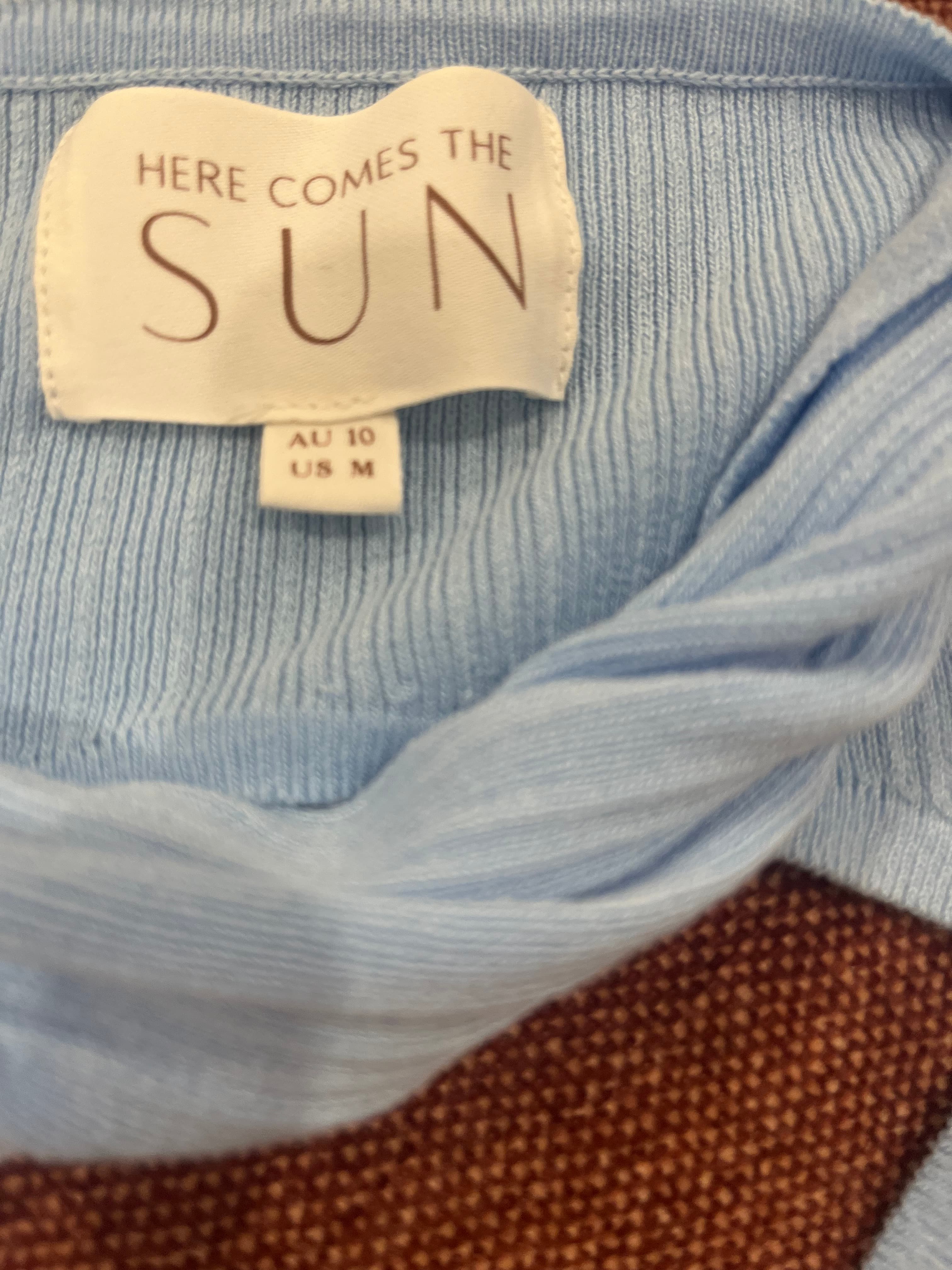 Here Comes The Sun Ribbed Cut-Out Long Sleeve Top Light Blue — photo 6 of 7