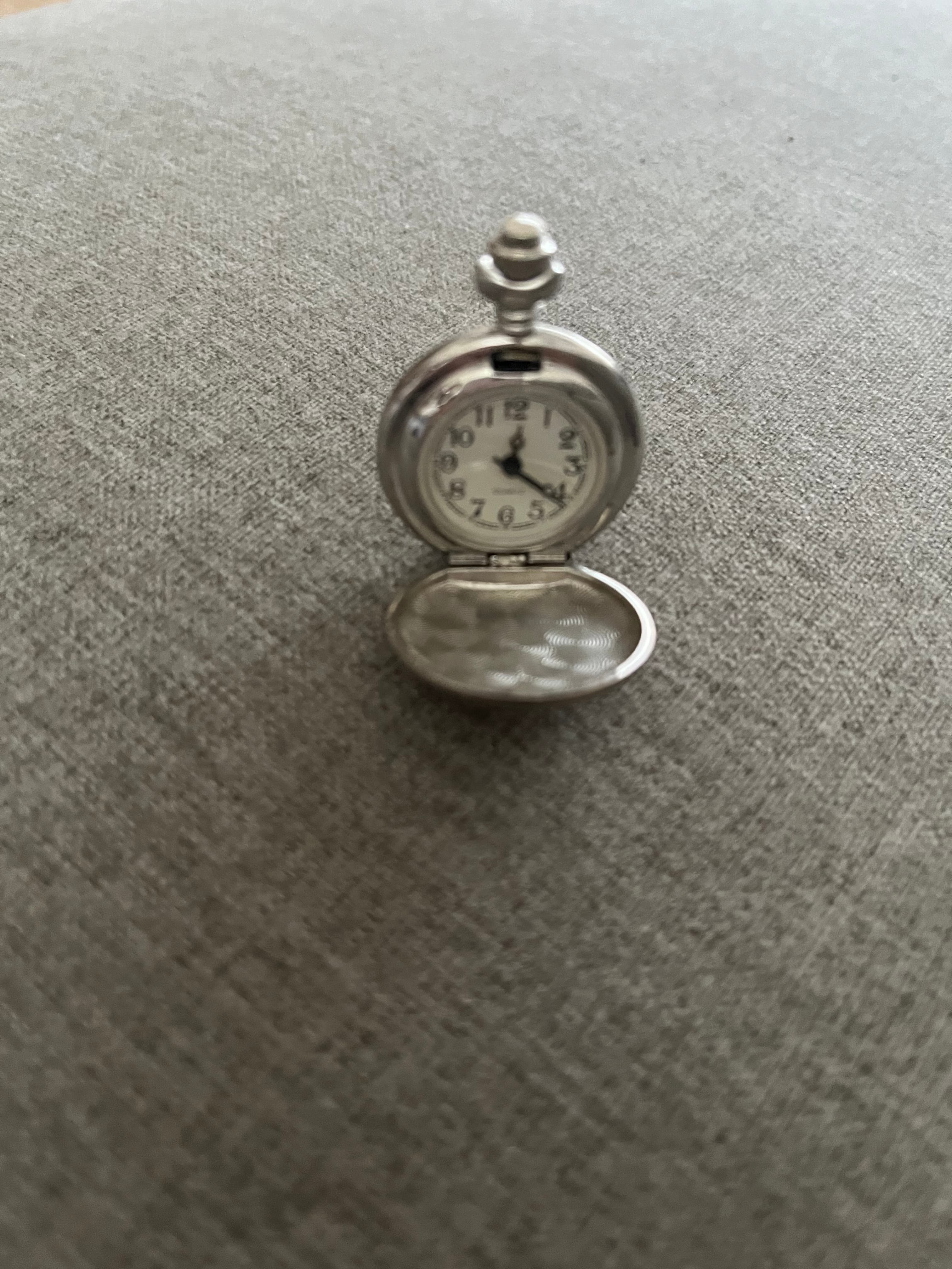 Miniature Silver-Tone Quartz Pocket Watch - Untested — photo 1 of 6