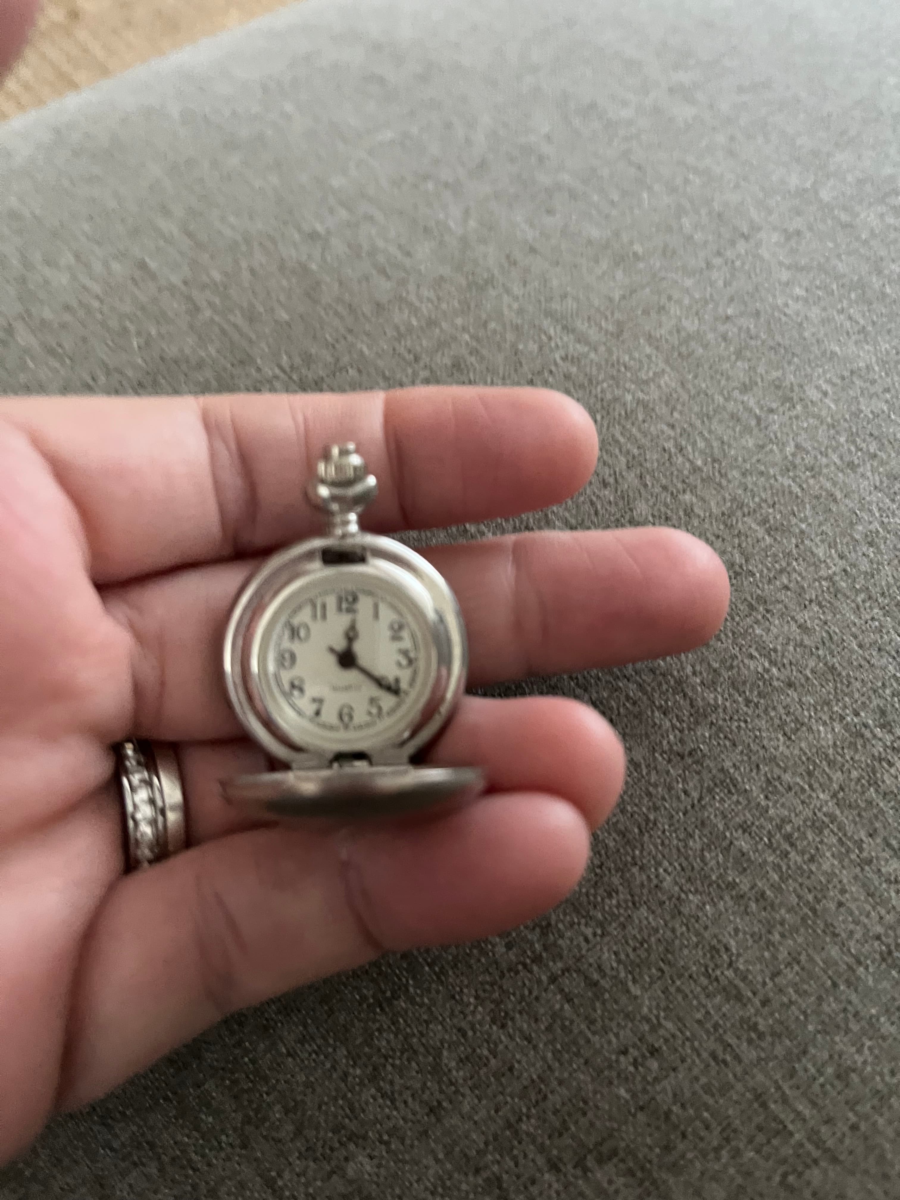 Miniature Silver-Tone Quartz Pocket Watch - Untested — photo 2 of 6